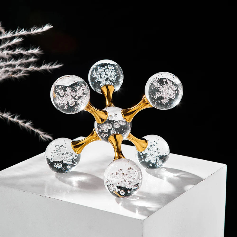 Handmade Bubble Glass Star Paperweight - Elegant Desk Decor & Holiday Ornament for Christmas, Office, and Home Decoration