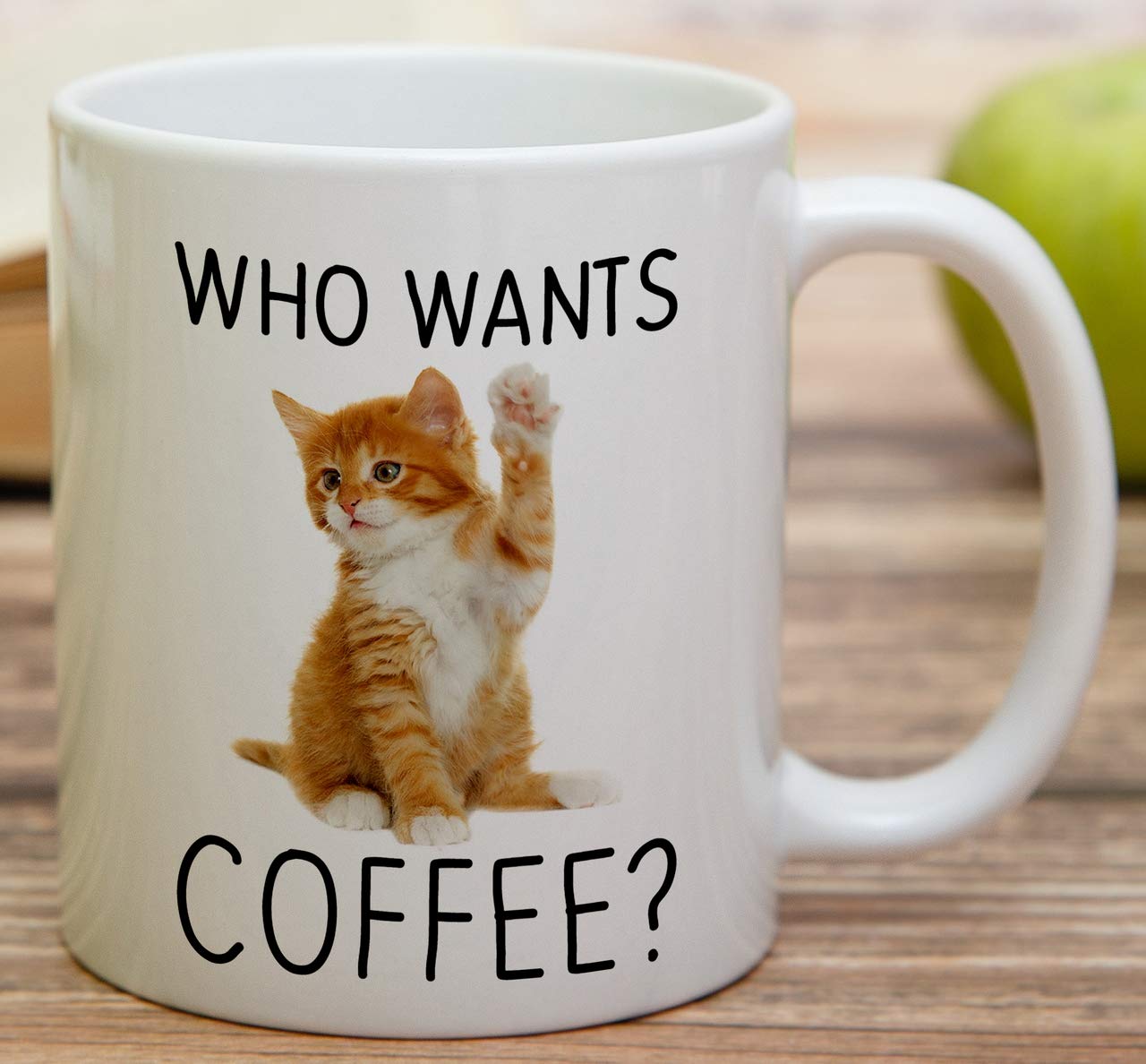 Retreez Funny 11 Oz Ceramic Coffee Mug - 'Who Wants Coffee?' Cute Kitten Design for Cat Lovers - Sarcastic & Motivational Gift for Friends, Coworkers, Family - Perfect for Office, Home & Birthday Gifts