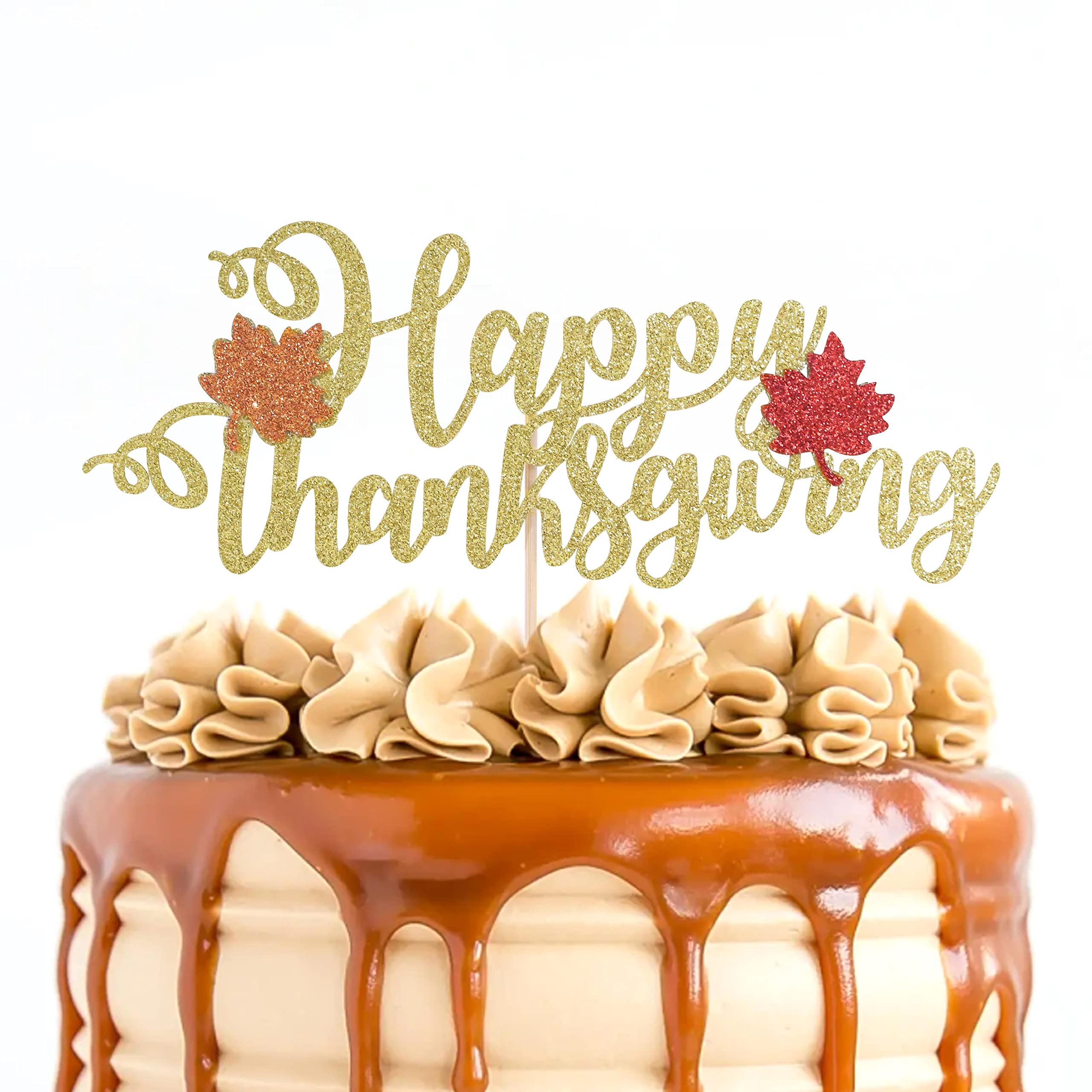 Happy Thanksgiving Cake Topper - Thankful Cake Decorations for Thanksgiving Party, Holiday Cake Topper Supplies - Perfect for Thanksgiving Desserts, Family Gatherings & Festive Celebrations