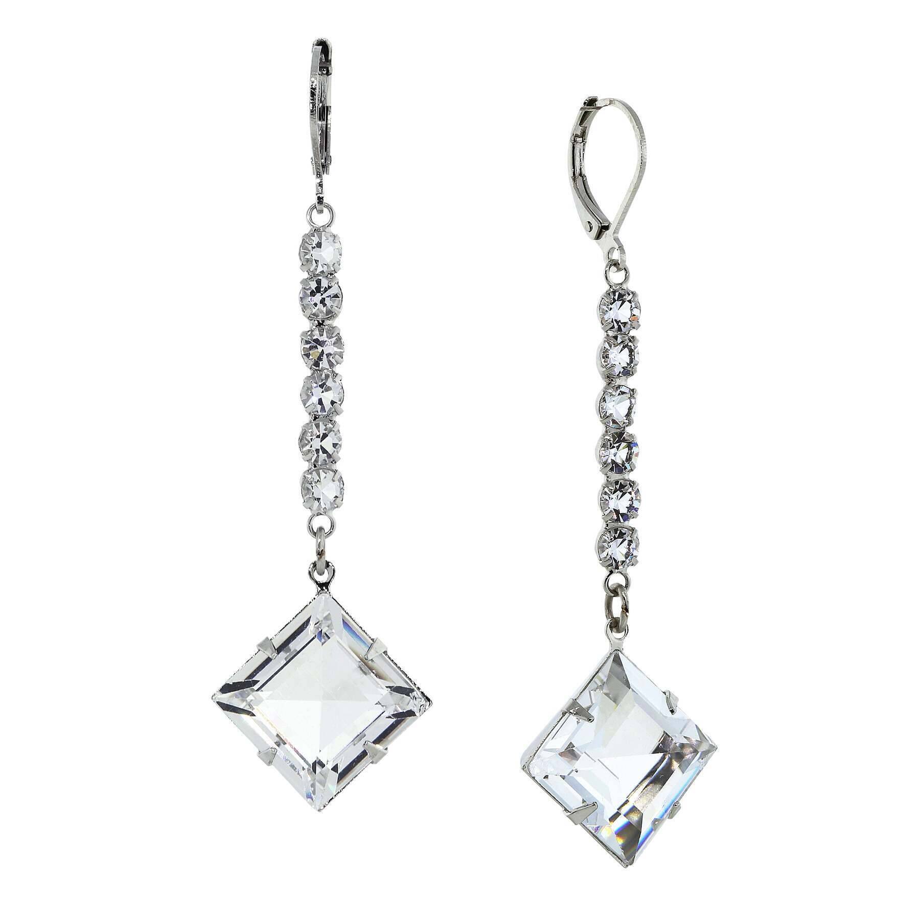 1928 Bridal Genuine Austrian Crystal Diamond Drop Linear Earrings for Women - Elegant Wedding & Evening Party Jewelry Accessories