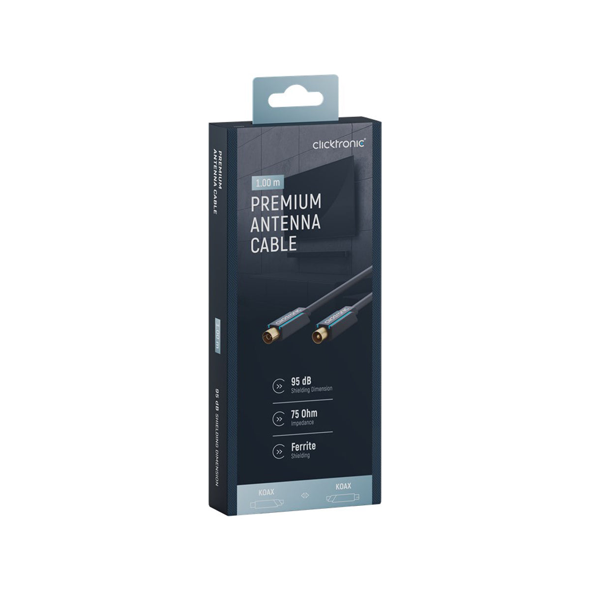 High-Speed Clicktronic Coaxial Antenna Cable 1m (3.3ft) - 75 Ohm RG6 Digital TV Satellite Cable for HDTV, Internet, and Home Theater Systems