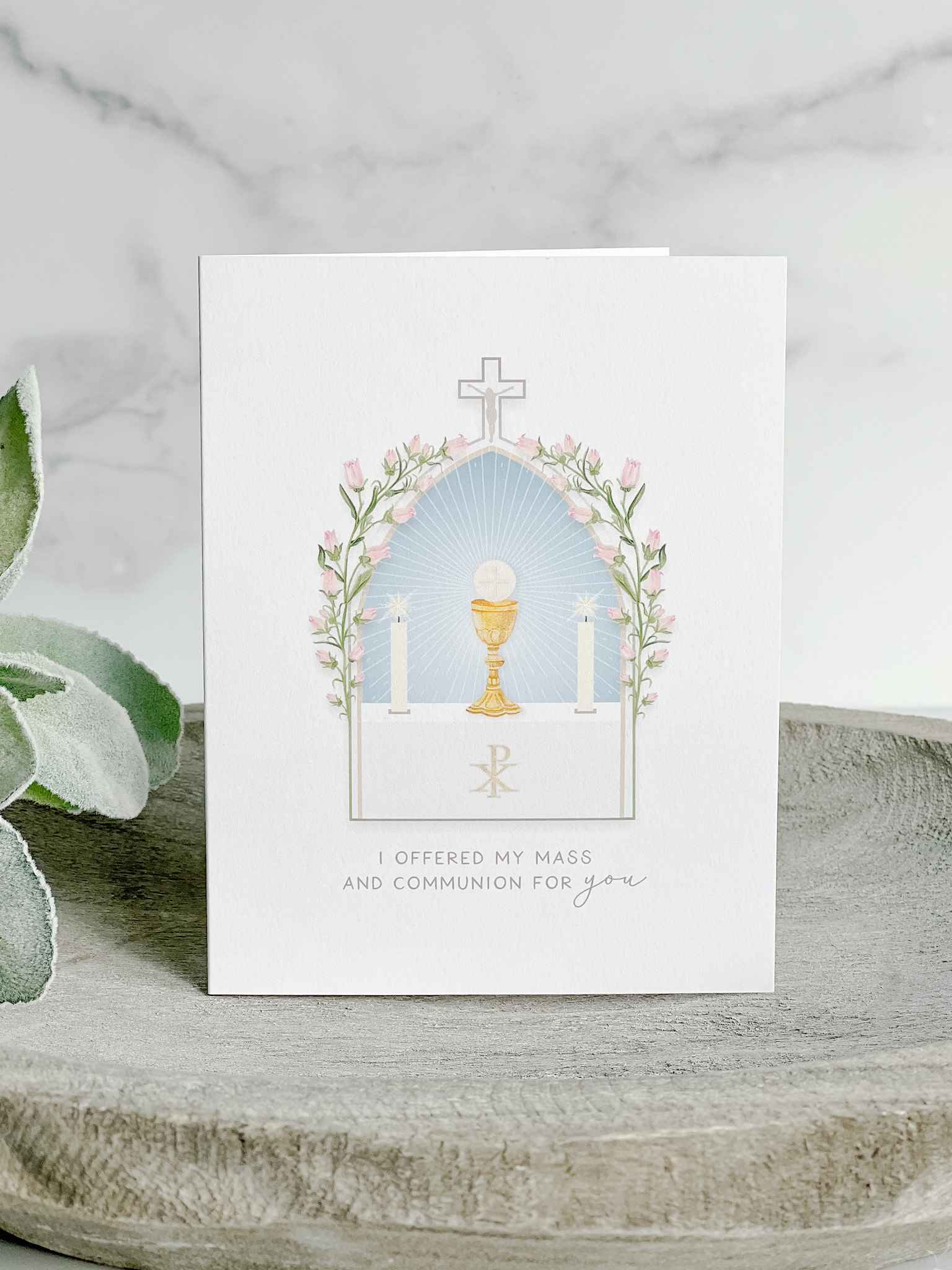 I Prayed For You at Mass Card - Set of 4 Religious Greeting Cards for Catholic Prayer & Encouragement - Perfect for Church, Baptism, First Communion & Sympathy Gifts