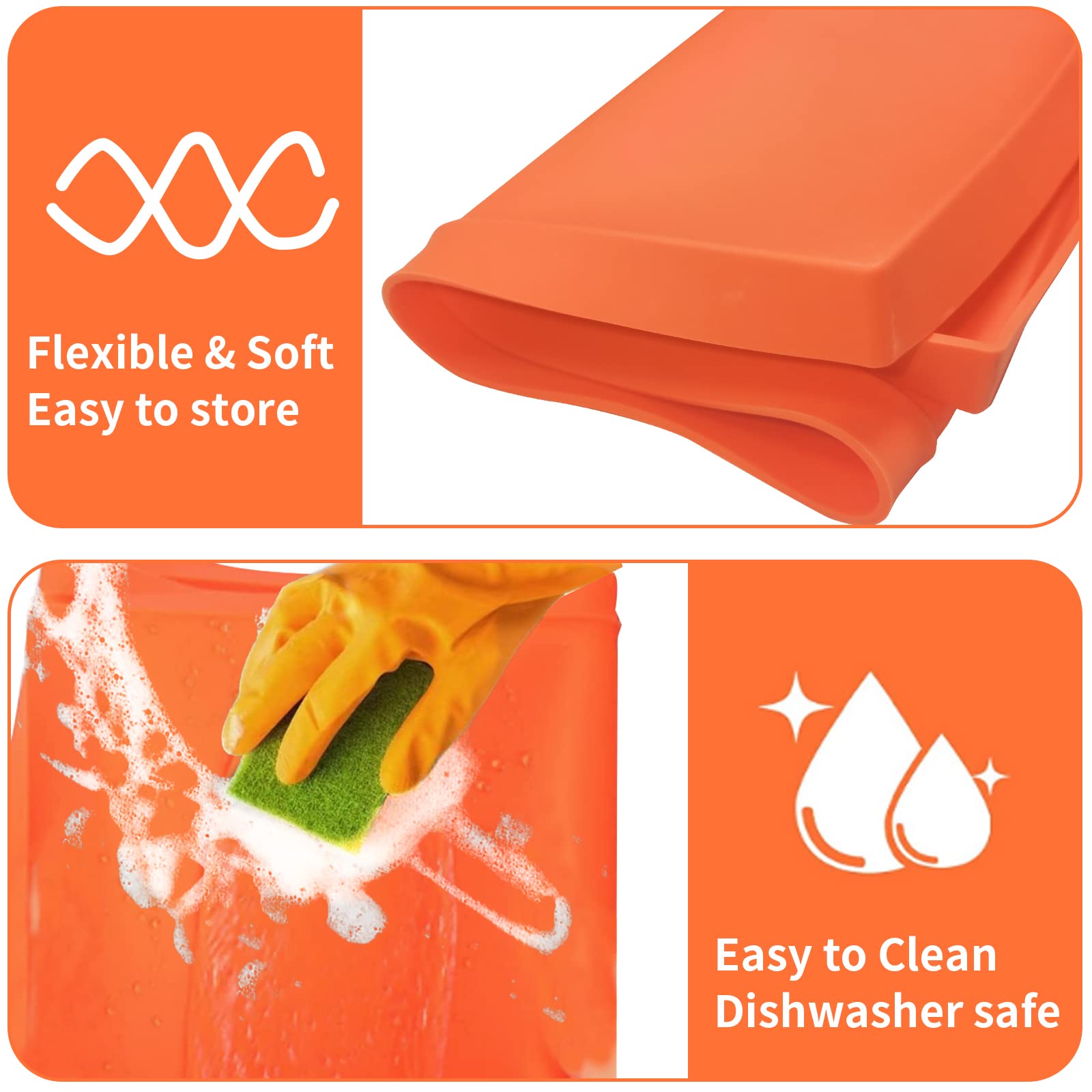 BSARTE 36 Inch Heavy Duty Silicone Griddle Mat Cover for Blackstone 36 Inch Griddle - Food Grade Thick Protective Cooking Surface Cover - Perfect for Outdoor Grill, Camping, Backyard BBQ & Tailgating - Orange