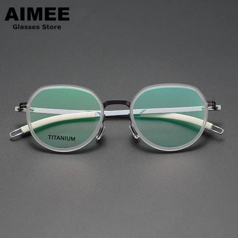 Aimee Unisex Full Rim Flat Top Oval Titanium Acetate Eyeglasses 60219 - Lightweight Durable Frame for Men & Women - Perfect for Reading, Work, and Everyday Use