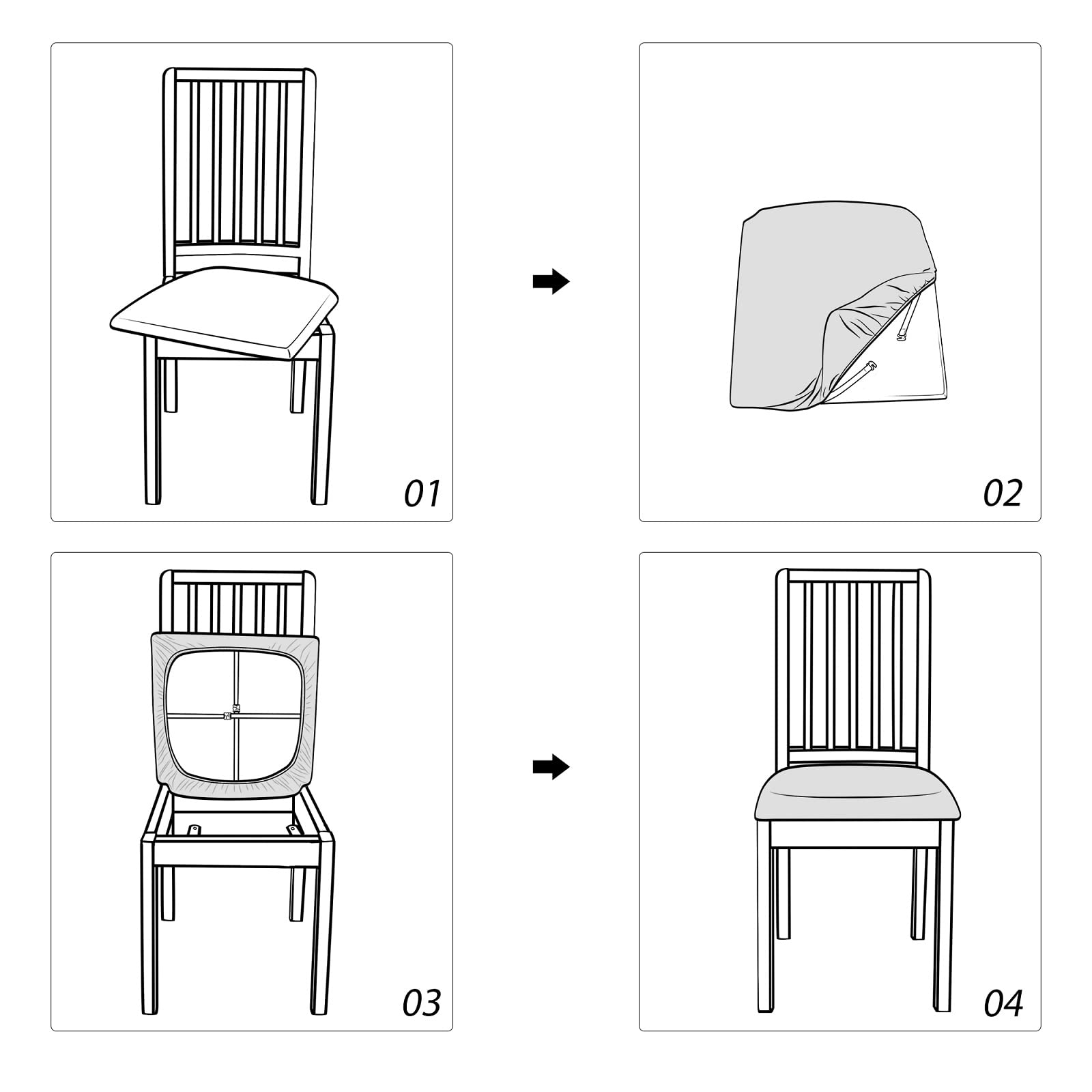 FORCHEER 4-Pack Waterproof PU Leather Dining Chair Covers - Removable Washable Slipcovers for Kitchen, Restaurant & Home Use - Black Seat Protectors for Comfort & Style (PU-Black)