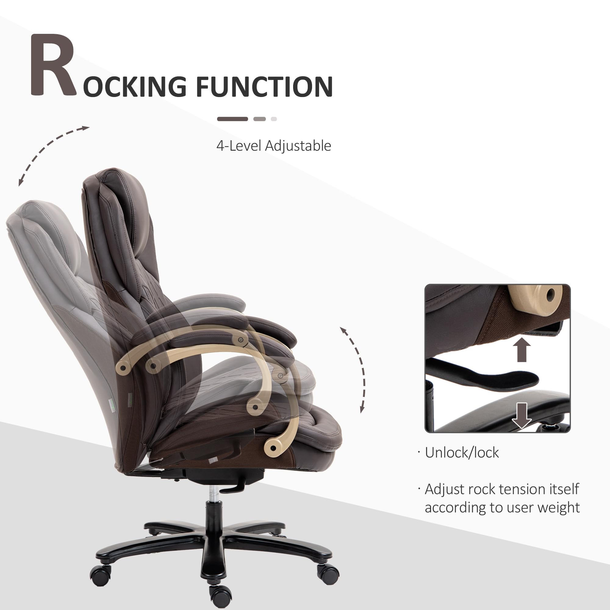 Vinsetto Big Tall Executive Office Chair - Adjustable High Back Desk Chair for Comfortable Working
