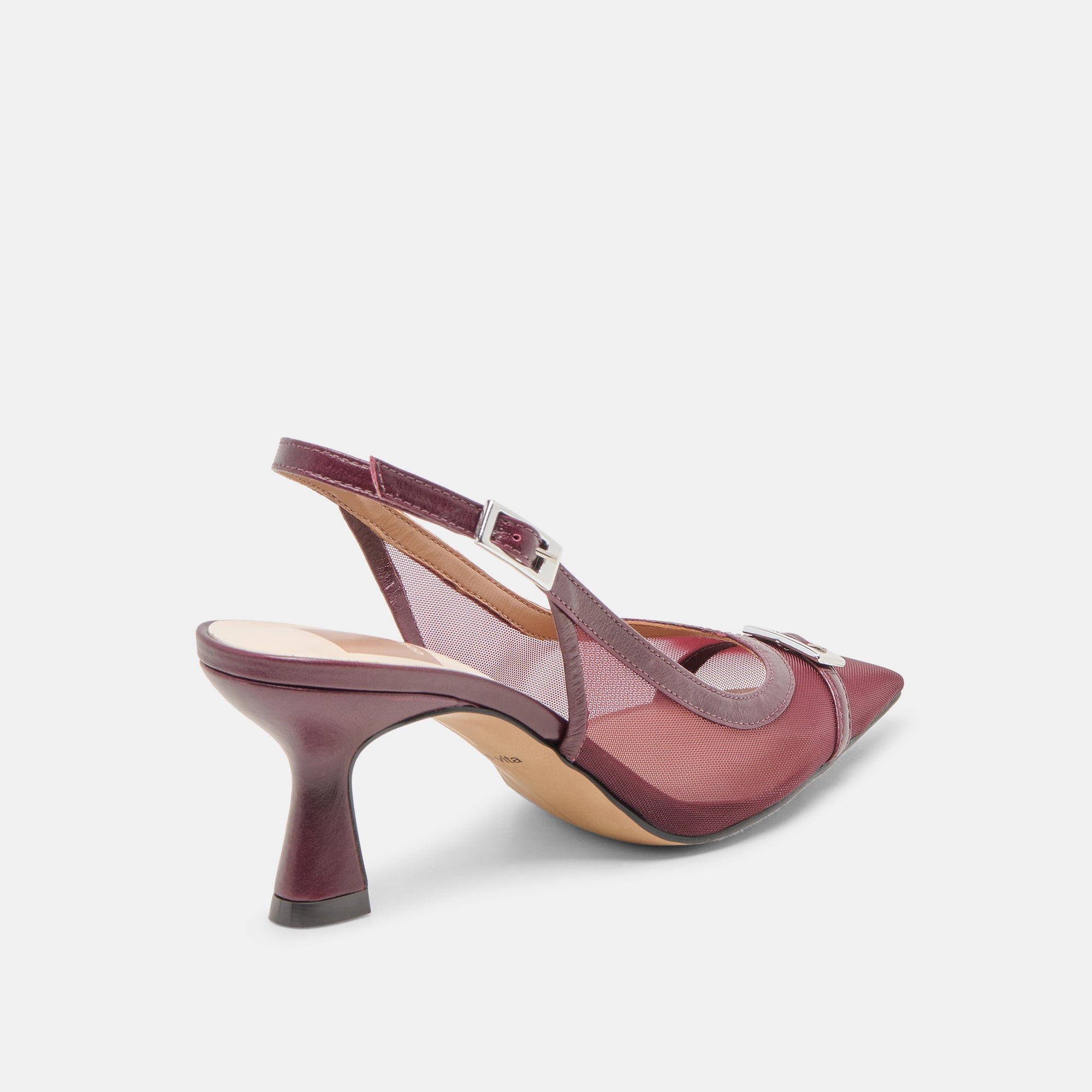 LORINE Women's Burgundy Mesh High Heels - Elegant Dress Pumps for Parties, Weddings & Evening Events