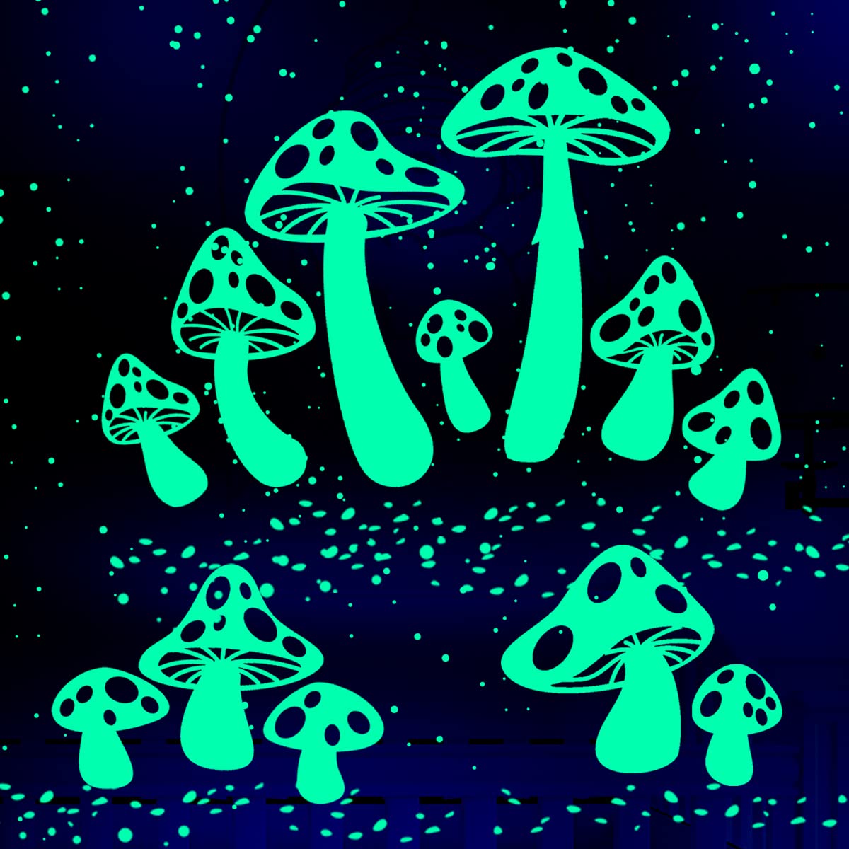 Glow in The Dark Stars Stickers - Self-Adhesive Wall & Ceiling Decals for Kids Room Decor, Nursery, Bedroom - Mushroom Design for Nighttime Glow - Perfect for DIY Wall Art, Home Decor, and Children's Bedroom Themes