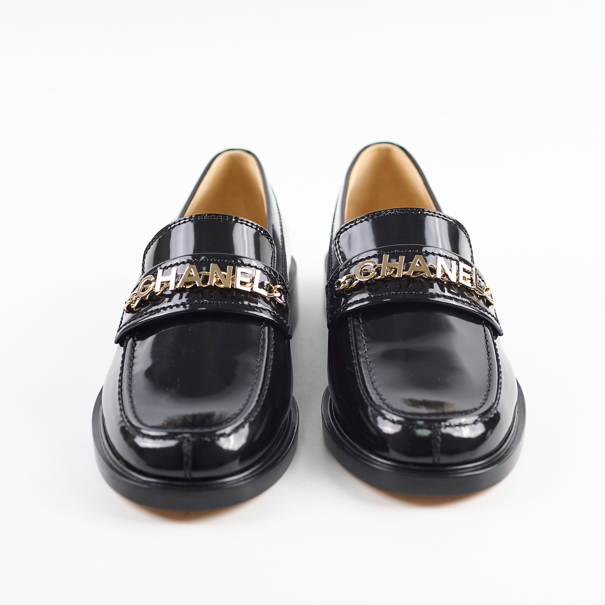 Chanel Black Patent Leather Loafers Size 41C - Luxury Women's Slip-On Shoes for Office & Evening Events