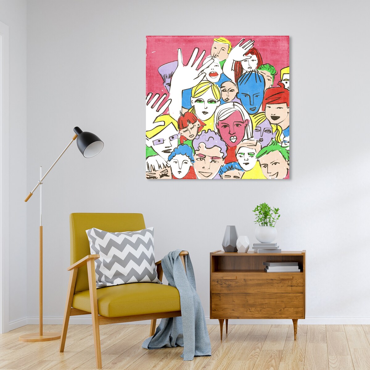 Modern Pink Canvas Wall Art Print - Concert Theme Decor for Living Room, Bedroom & Office | Music Lover Gift, Home Aesthetic
