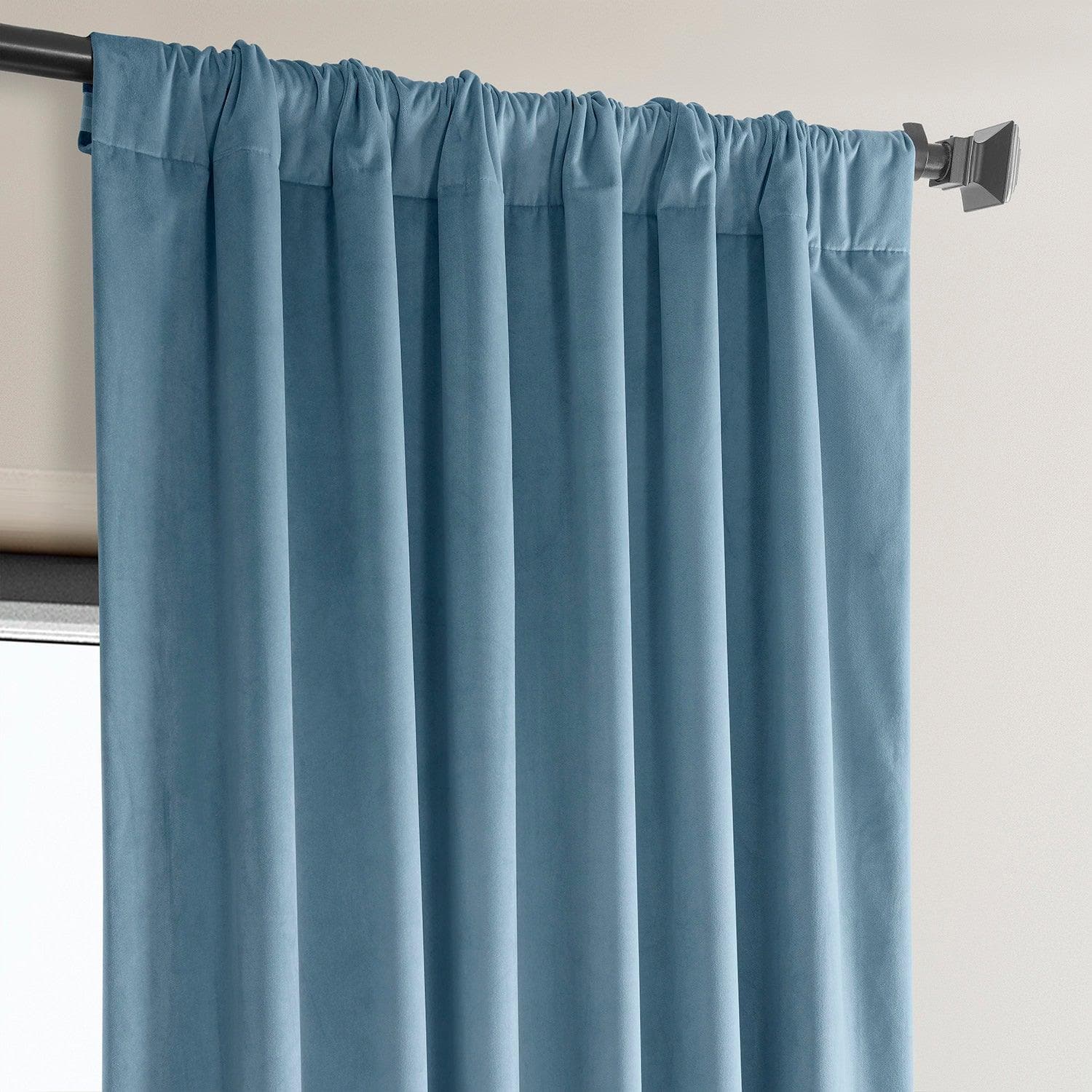 Light Blue Heritage Plush Velvet Blackout Curtains - Thermal Insulated Window Drapes for Bedroom, Living Room & Nursery (54x84 Inches)