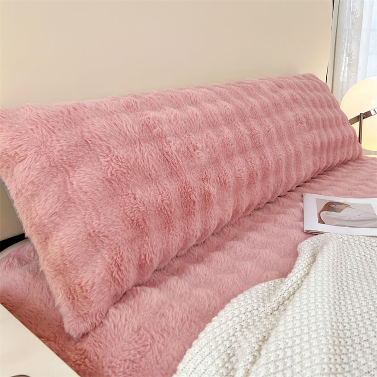 Luxury Super Soft Faux Rabbit Fur Body Pillow Cover - 19