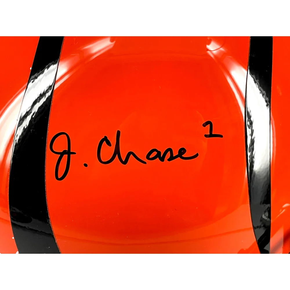 Ja'marr Chase Autographed Cincinnati Bengals Full Size Helmet with BAS COA - Signed NFL Collectible for Fans, Memorabilia Display & Sports Room Decor