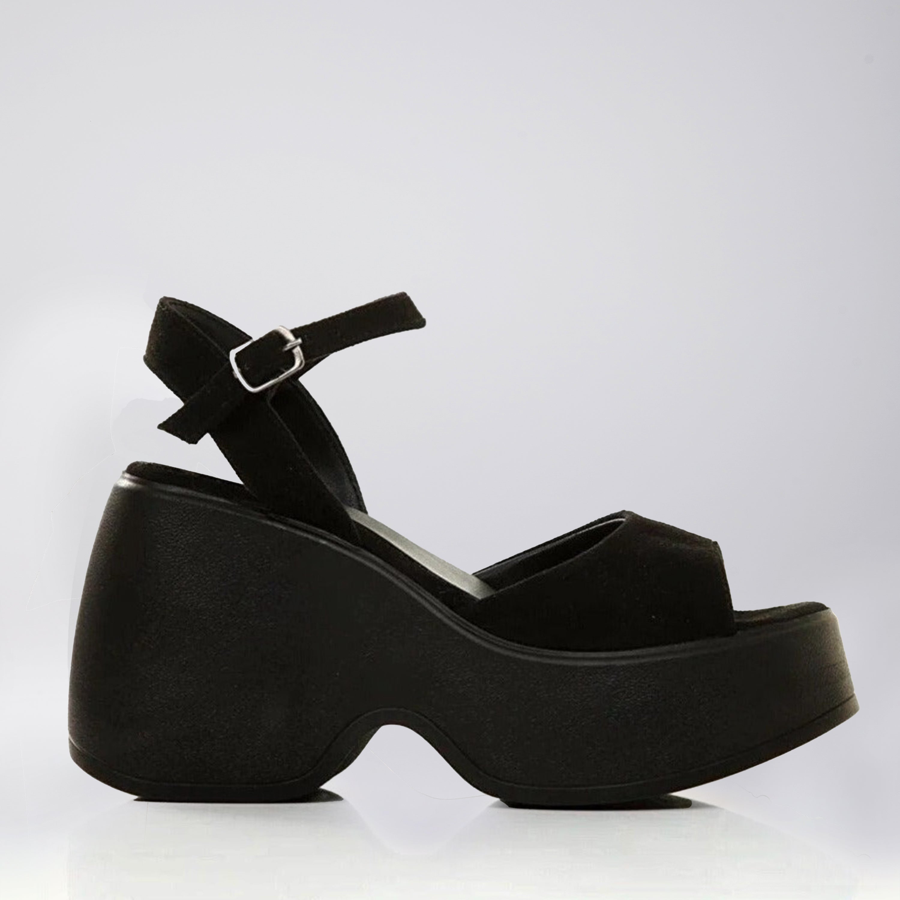 Black Suede Wedge Heels for Women - Comfortable & Stylish Barb-Inspired Shoes for Casual Outings, Date Nights & Office Wear