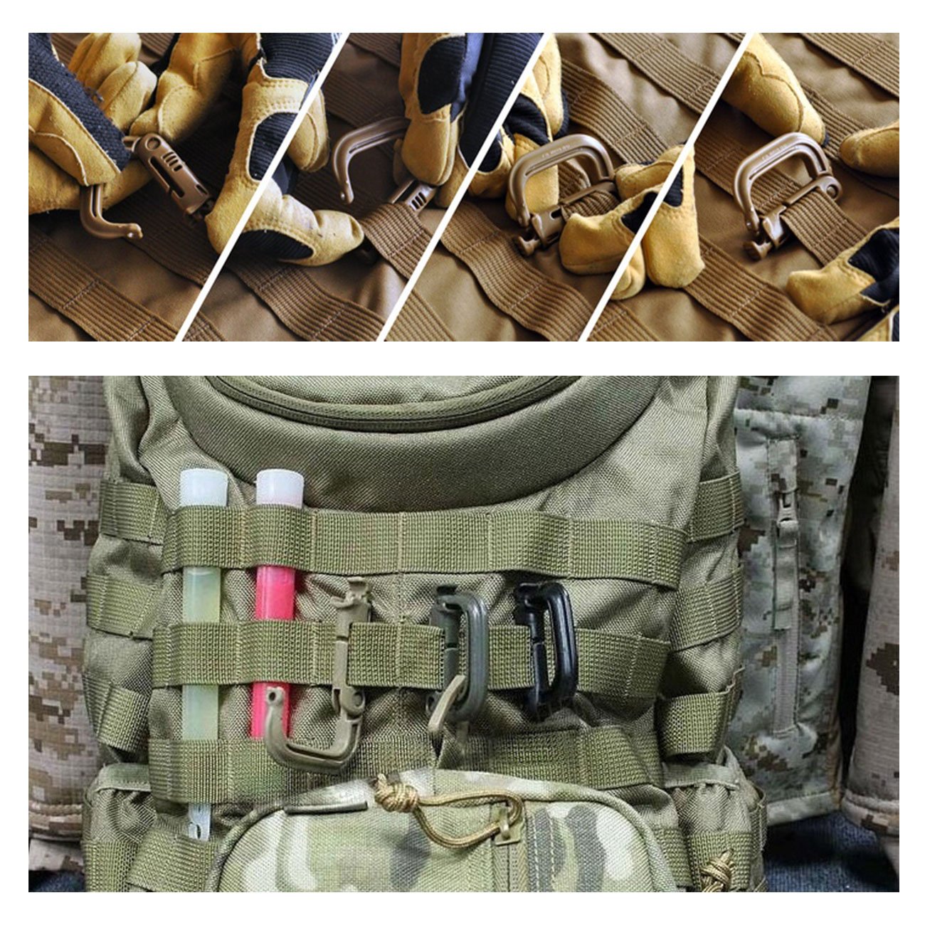 DYZD Tactical ABS Plastic Molle D-Ring Buckle - 4PCS Spring Snap Keychain Clip Hook with Screw Lock for Outdoor Gear, Backpacks & Keychains - Perfect for Hiking, Camping & Everyday Carry (EDC)