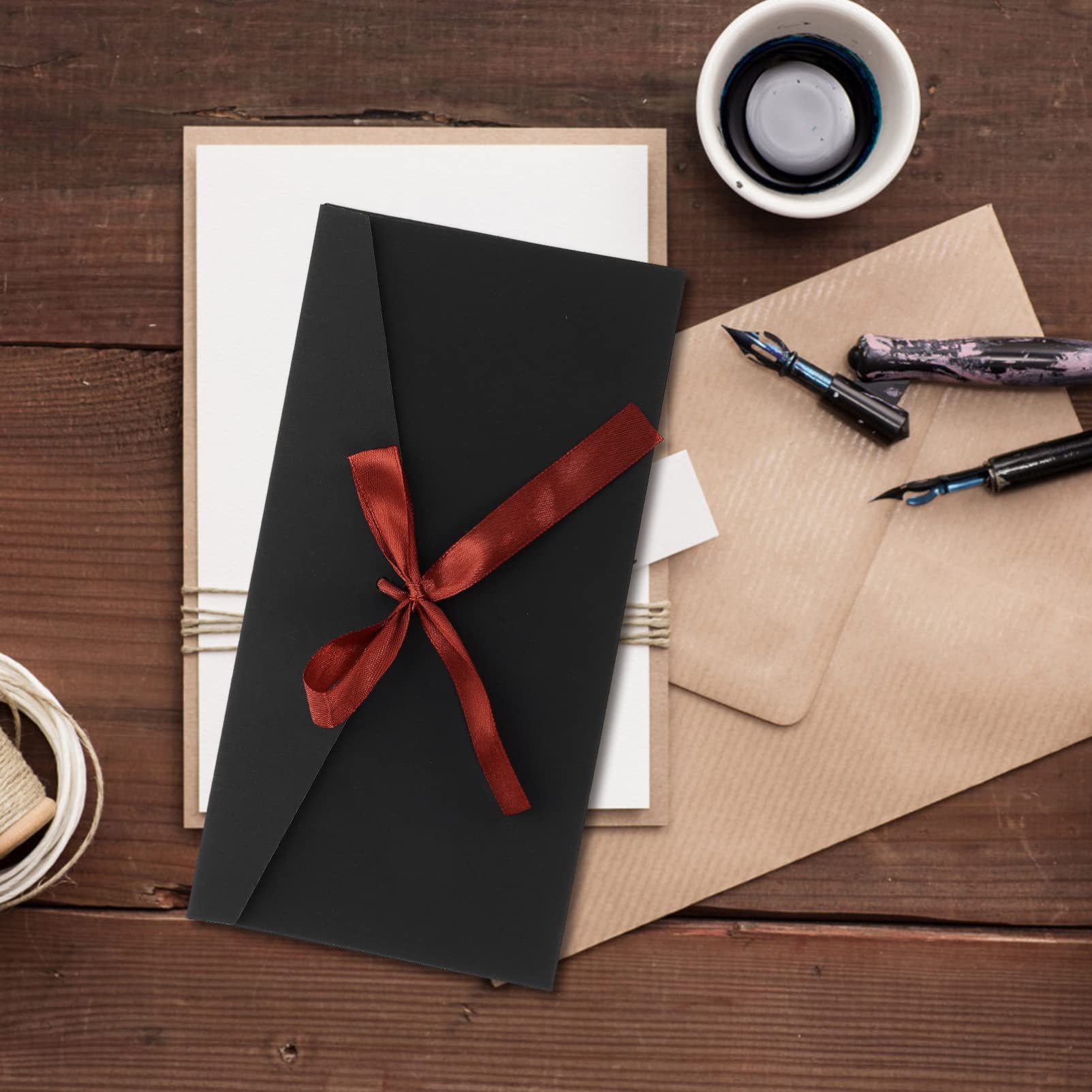 Operitacx 10pcs Blank Invitation Envelopes - Kraft Paper Letter Envelopes for Cards, Wedding, Baby Shower & Greeting Cards - Aesthetic Korean-Style Stationery for Parties & Special Occasions