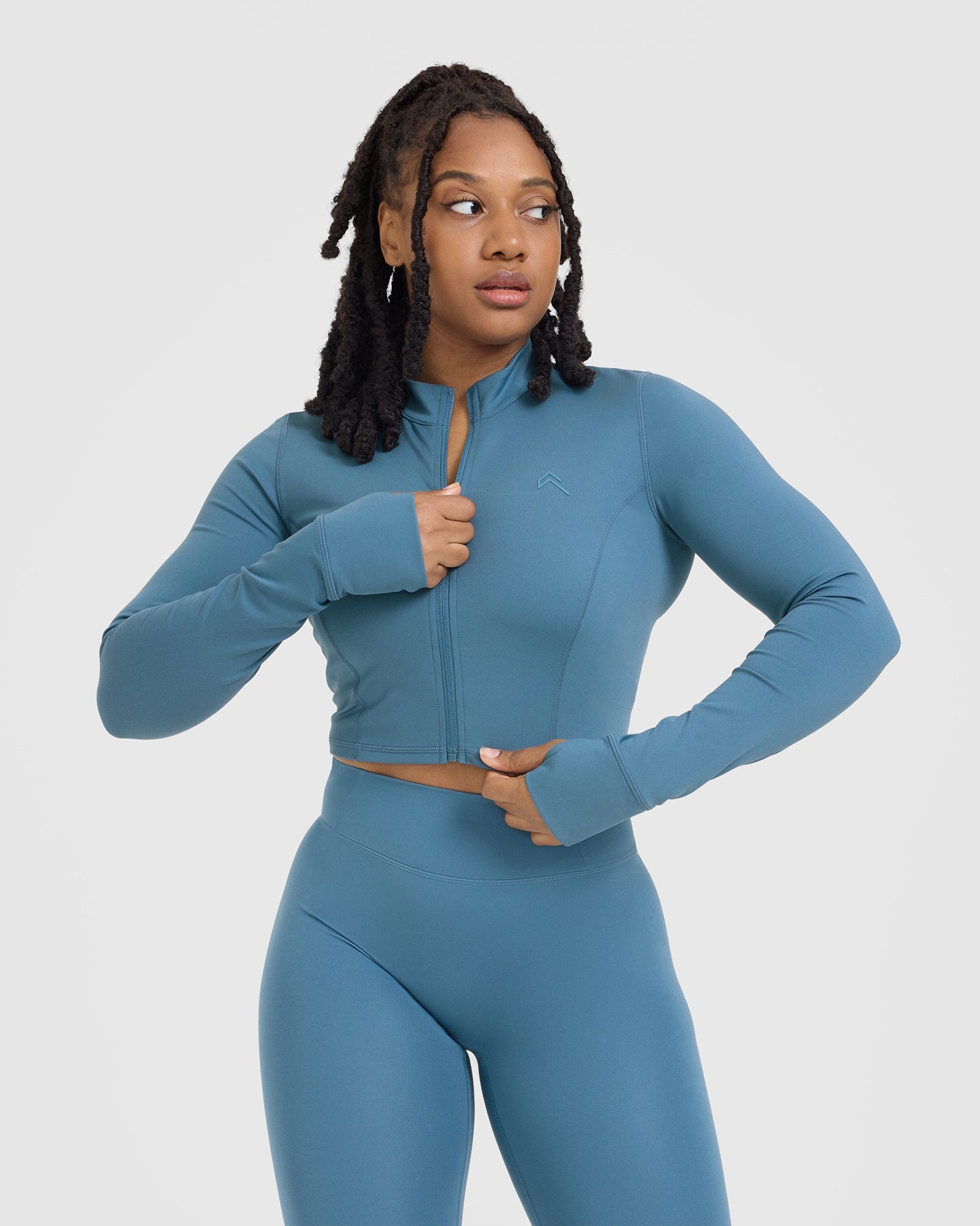 Timeless Women's Crop Jacket in Moonstone Blue - Lightweight Spring/Summer Outerwear for Casual Outings & Date Nights