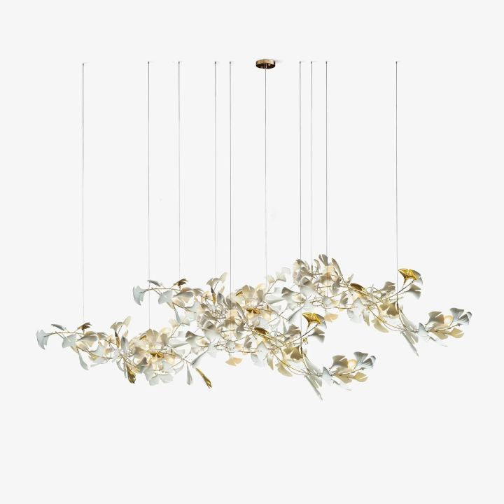 Elegant Ginkgo Leaf Chandelier - Modern Gold Ceiling Light Fixture for Dining Room, Living Room & Bedroom Decor