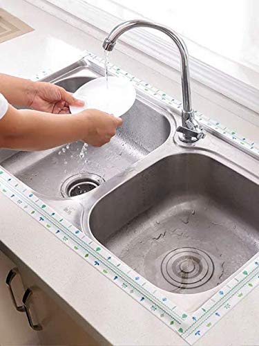 Oil Proof Caulk Tape Strip - PVC Self Adhesive Waterproof Sealing Tape for Kitchen Sink, Toilet, Bathroom, Shower & Bathtub - Prevents Leaks & Mold Growth in Wet Areas