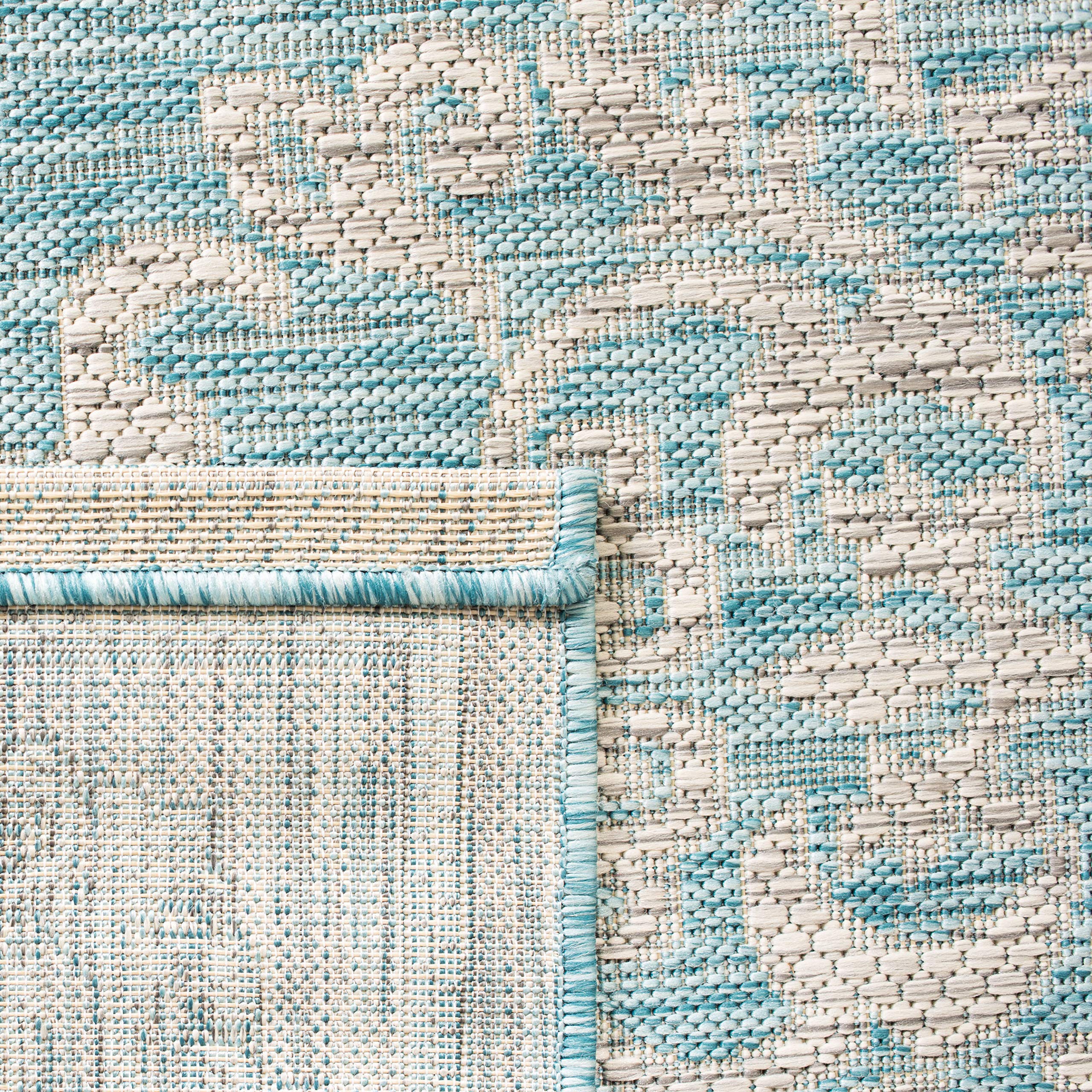 SAFAVIEH Courtyard Collection 8' x 11' Aqua/Grey Indoor Outdoor Waterproof Area Rug - Easy to Clean, Perfect for Patio, Backyard, Mudroom & High Traffic Areas