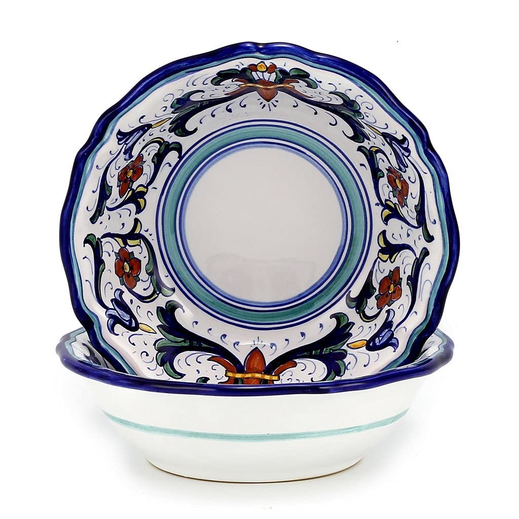 VECCHIA DERUTA Hand Painted Ceramic Salad & Cereal Bowl [009-VEC] - Authentic Italian Deruta Pottery, Original Design, Includes Certificate of Authenticity | Perfect for Breakfast, Salad Serving & Home Decor