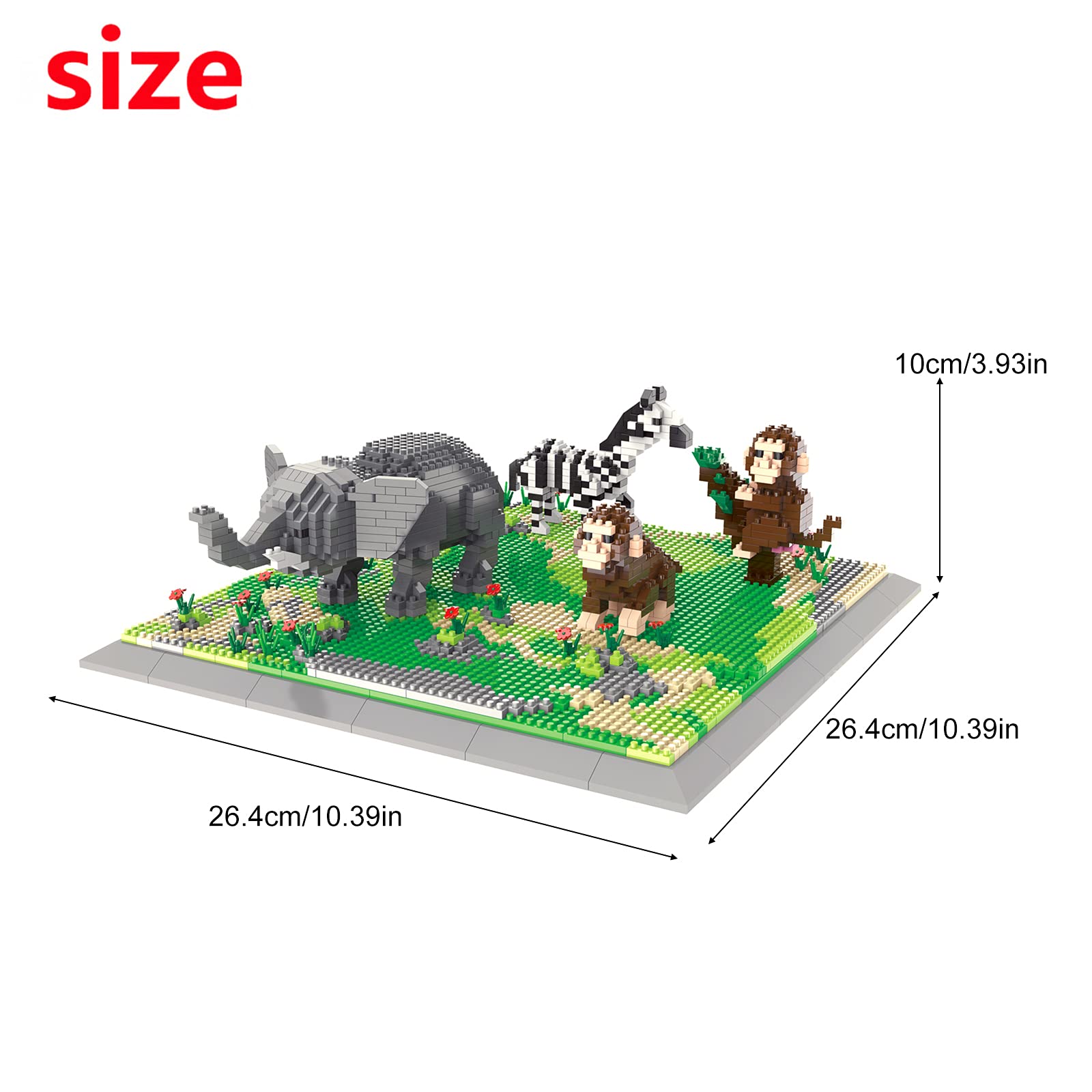 Larcele Micro Building Blocks Animal Set - DIY Mini 3D Building Toy Bricks with 1980 Pieces (Elephant, Monkey, Zebra) | Creative STEM Educational Toys for Kids & Adults | Perfect for Birthday Gifts, Home Decor & Stress Relief