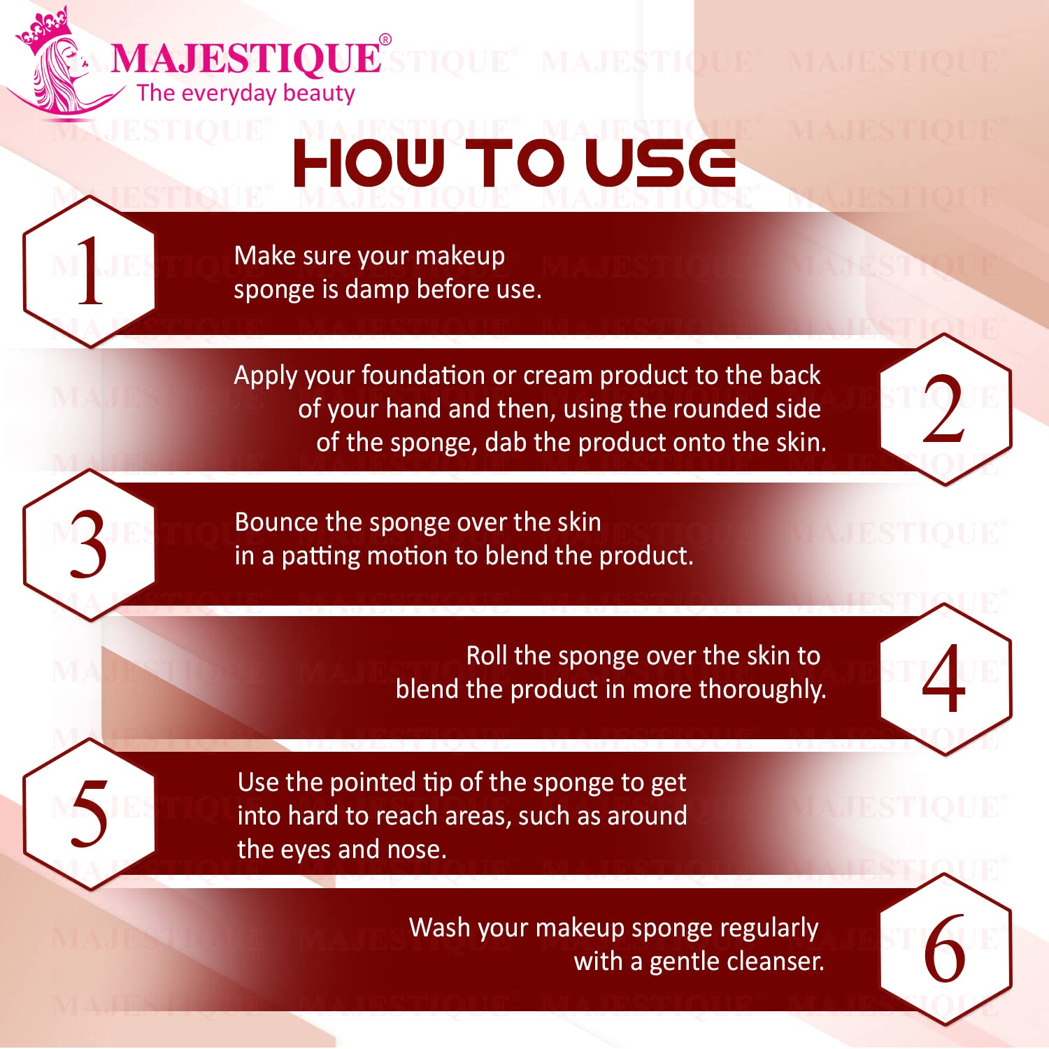 Majestique Heart Shaped Makeup Sponge Set - Foundation Blender Beauty Sponge for Liquid, Cream & Powder - Flawless Face Makeup Application - Perfect for Daily Use, Travel & Professional Makeup Artists