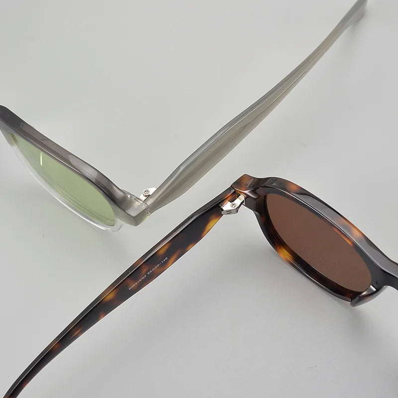 Stylish Unisex Black Square Acetate Polarized Sunglasses for Men & Women - UV400 Protection - Fashionable Eyewear for Driving, Beach & Outdoor Activities