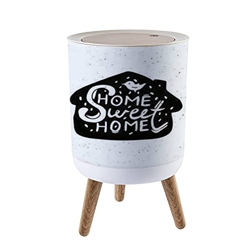 Small Trash Can with Lid - 1.8 Gallon Round Waste Bin with Press Cover, Dog Proof & Odor Control - Hand Drawn Graphic Design for Kitchen, Bathroom, Living Room, Office - Perfect for Home, Dorm & Pet Owners