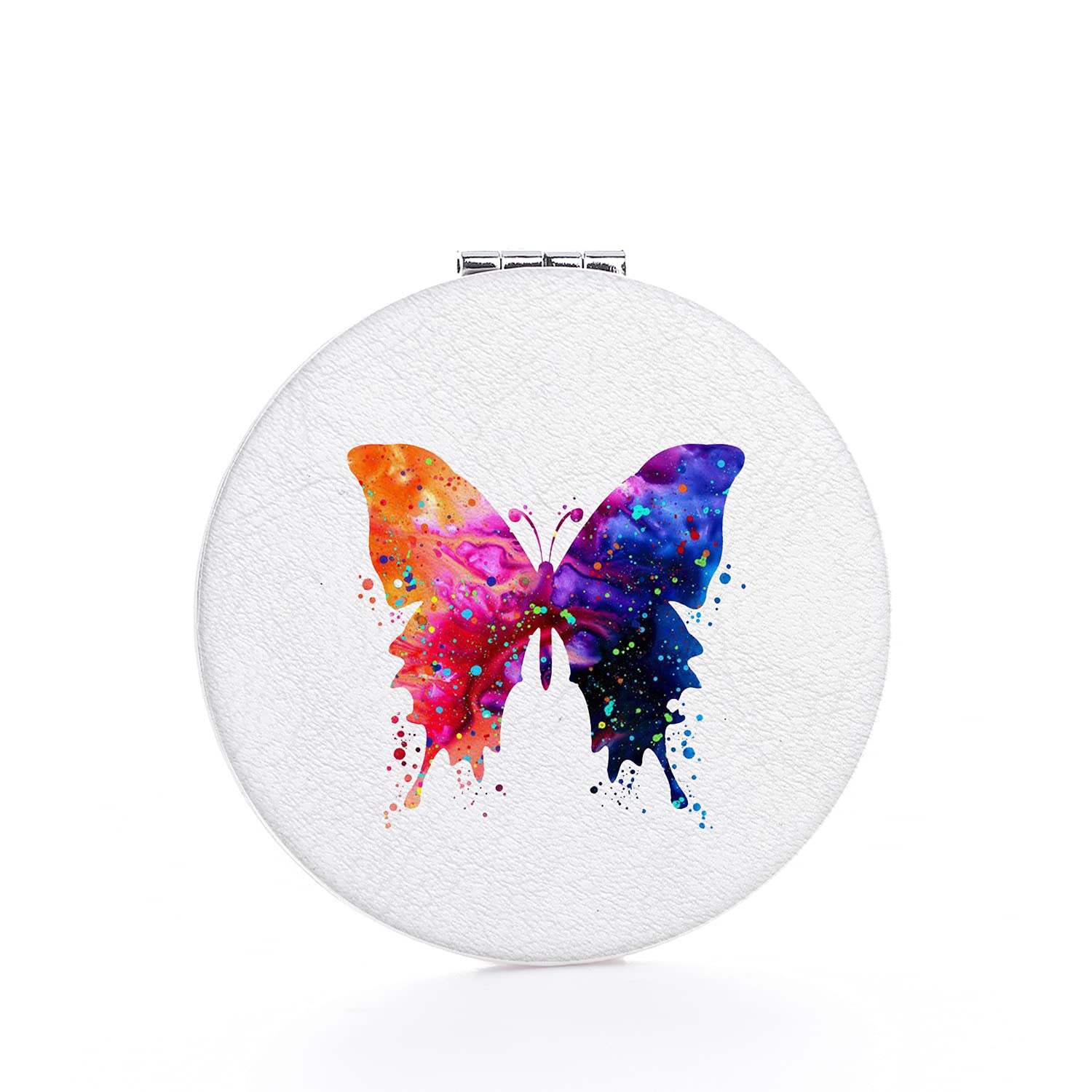 Vanity Mirror with Bright Watercolor Butterfly Design - Shatterproof, Double-Sided Magnifying Hand Mirror - Portable Compact Round Makeup Mirror for Women, Mothers & Kids - Perfect Gift for Home, Travel & Beauty Routines