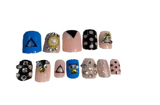 Khiansh Traders 12PCS Korean Style Artificial Nails - Elegant Stone Design Press on Nails for Women, Perfect for Parties, Weddings & Special Occasions