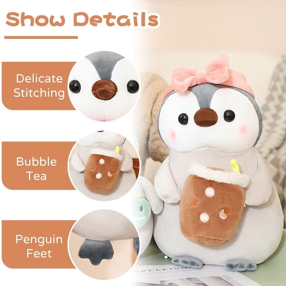 Adorable Penguin Plush Toy with Butterfly Bow - 9.8 Inch Soft Stuffed Animal, Cute Gift for Kids & Collectors | Perfect for Birthday Presents, Nursery Decor, and Cuddling Companions