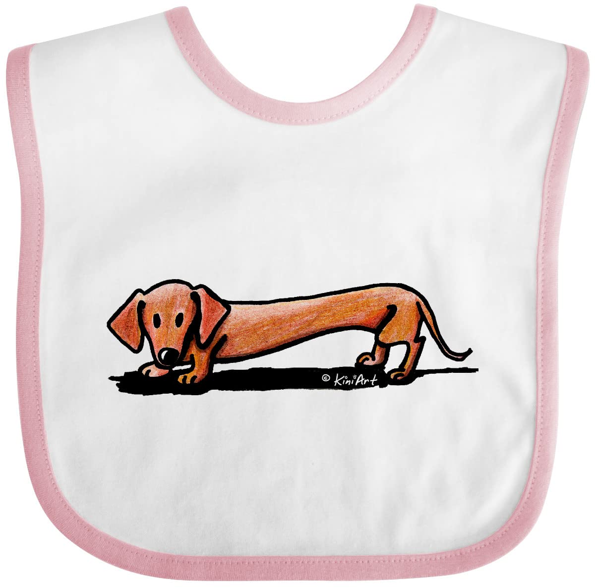 Inktastic Little Red Dachshund Baby Bib - Cute & Soft Drool Bib for Infants & Toddlers - Perfect for Feeding, Teething & Messy Playtime