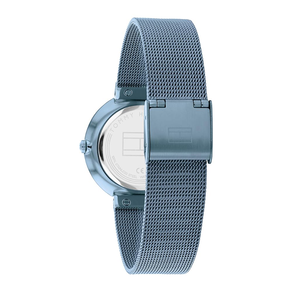 Tommy Hilfiger Women's Blue Stainless Steel Mesh Bracelet Analog Quartz Watch 1782470 | Elegant & Stylish for Work, Parties & Everyday Wear
