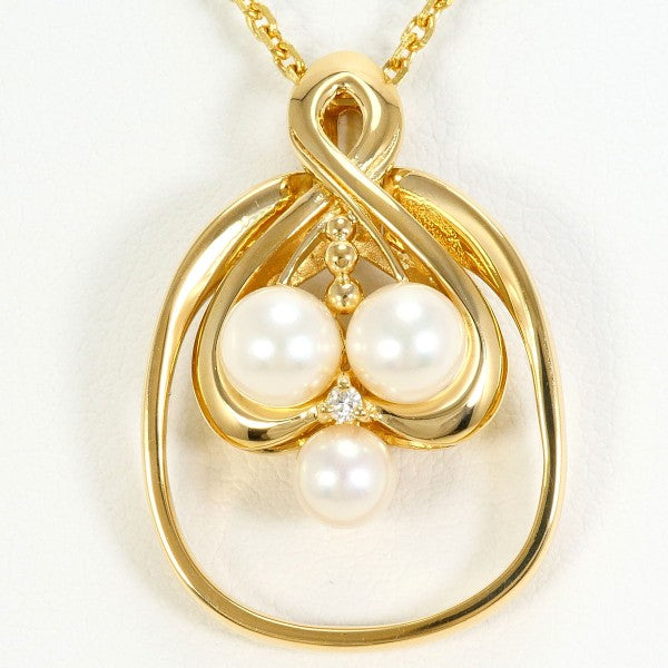 18K Yellow Gold Akoya Pearl Diamond Pendant Necklace for Women - Elegant Bridal Jewelry & Anniversary Gift for Her