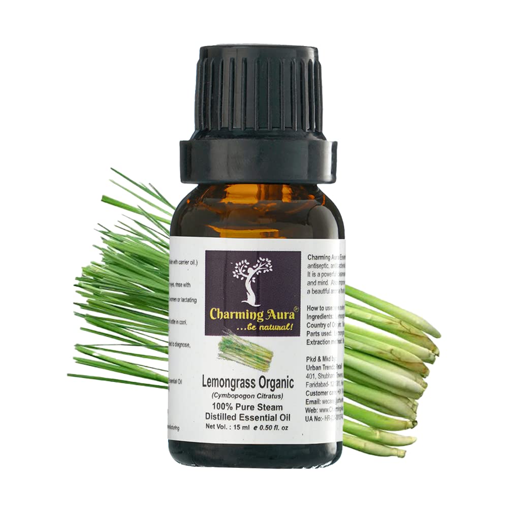 Premium 100% Pure Lemongrass Essential Oil - 15ml, Undiluted & Natural for Hair, Skin & Aromatherapy | Therapeutic Grade for Diffusers, Massage & Relaxation | Refreshing Citrus Scent for Home & Spa Use