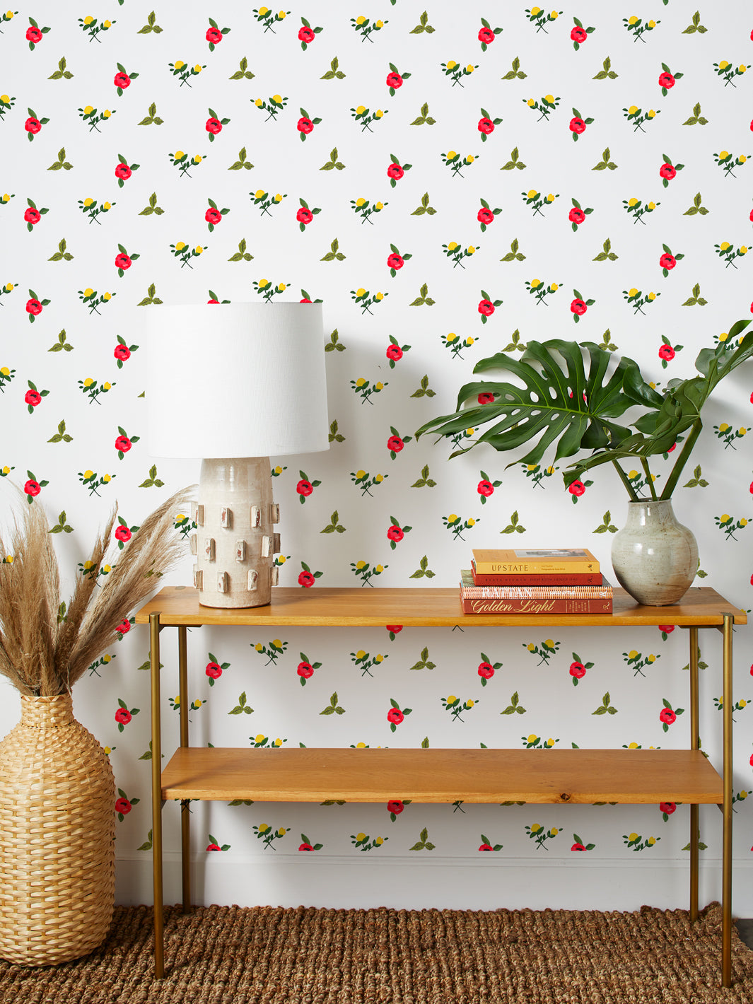 Carly Beck White 'Grand Villa Garden' Wallpaper - Peel and Stick Removable Wallpaper for Bedroom, Living Room, and Home Decor