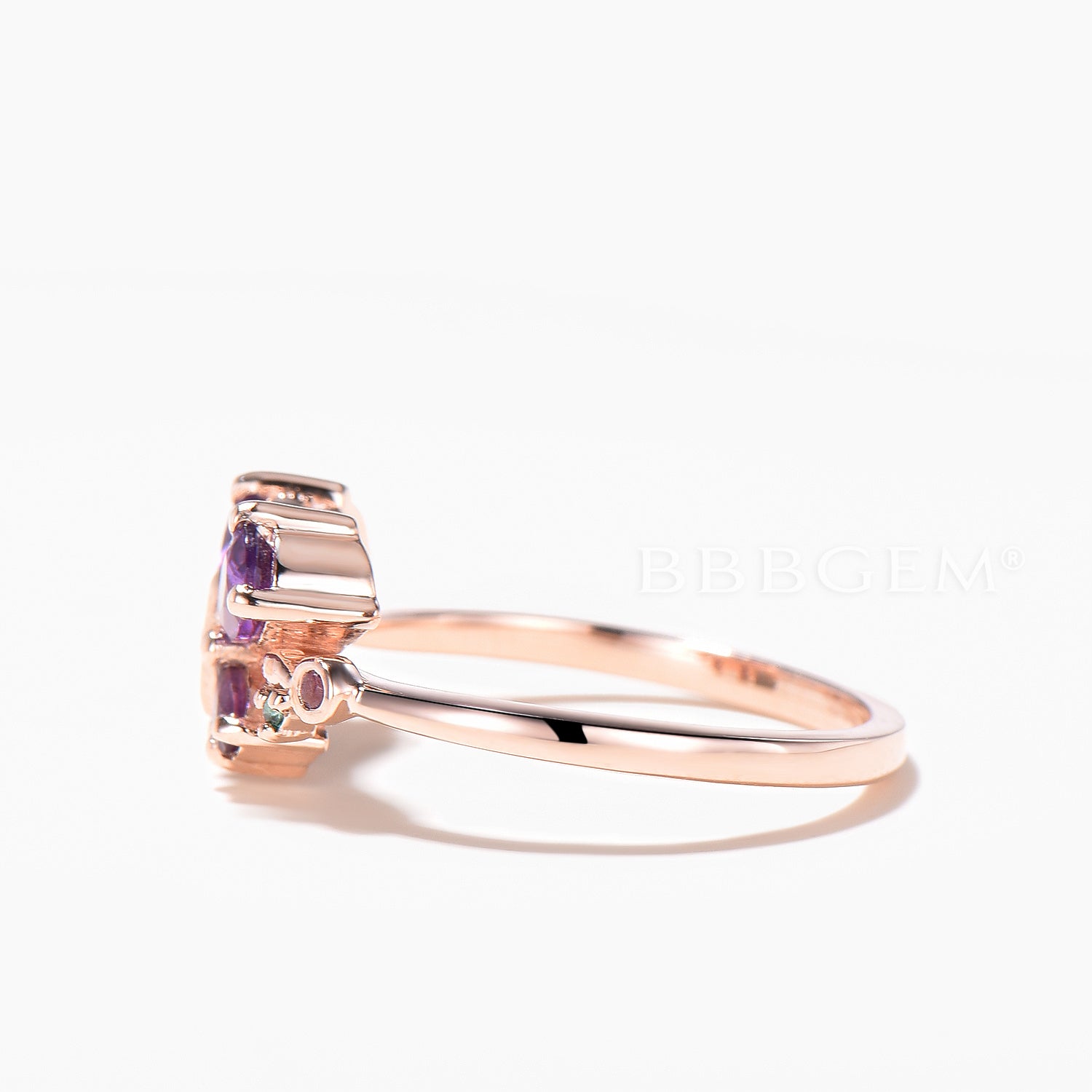 Natural Amethyst Engagement Ring - Mixed Cut Butterfly Design Nature Inspired Jewelry for Women, Wedding, Anniversary & Romantic Gifts