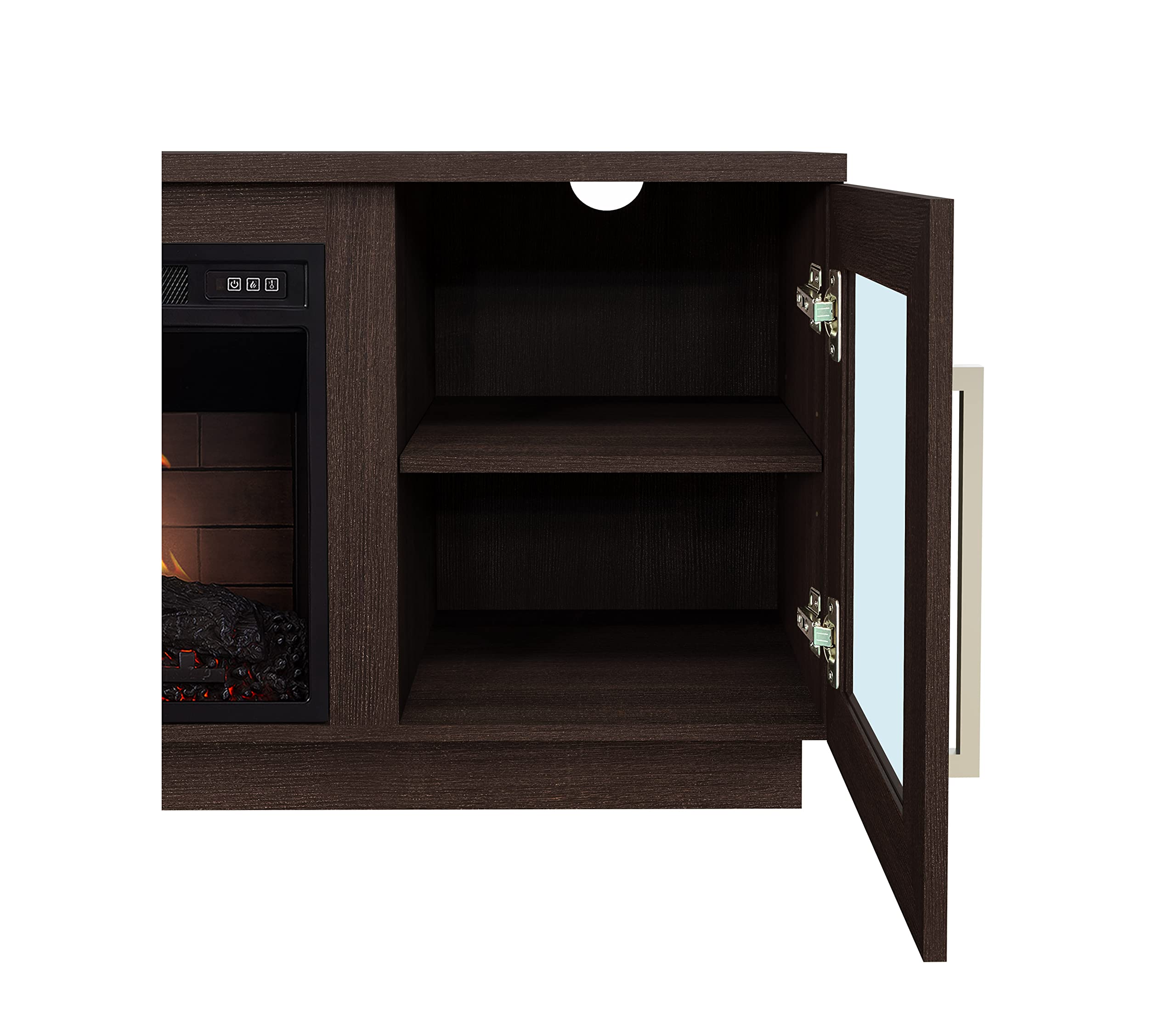 Cheerway 65 Inch TV Stand with Electric Fireplace - Wooden Entertainment Center with 6 Storage Shelves, Barn Doors & Remote Control - Adjustable Flame for Living Room, Bedroom & Home Theater Setup