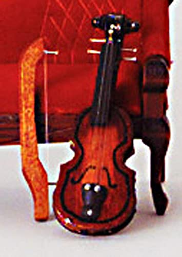 Mini Mahogany Violin for Dollhouse - Handcrafted Miniature Musical Instrument for Collectors