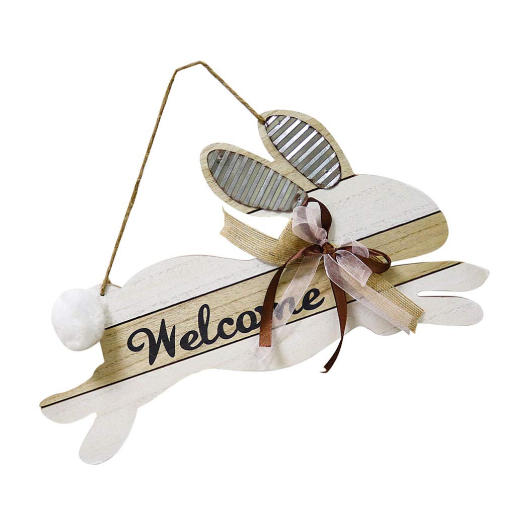 WINOMO Happy Easter Wooden Sign - Bunny Spring Hanging Door Decor, Colorful Welcome Wall Plaque for Indoor Outdoor Yard & Garden - Perfect for Easter Celebrations, Spring Parties & Home Decor