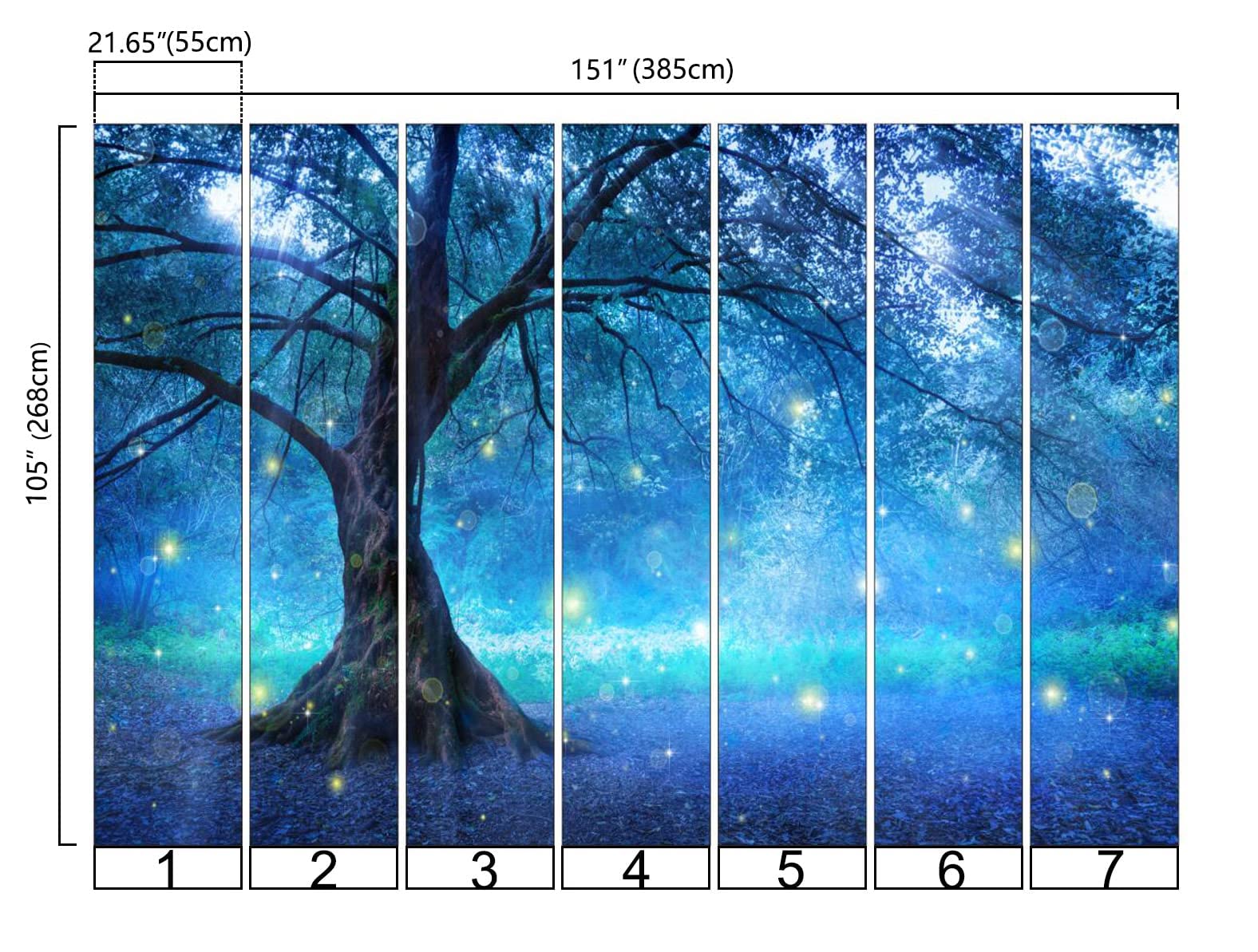 Bormia Fantasy Wall Mural - Enchanted Fairy Tree in Mystic Forest Wallpaper | Kids Room, Living Room & Bedroom Decor | Peel & Stick Wall Art for Nursery, Playroom & Home Decor
