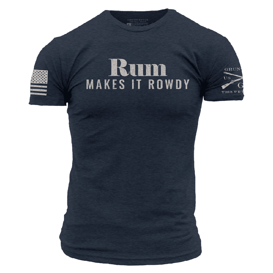 Rum Makes It Rowdy T-Shirt - Midnight Navy - Funny Drinking Tee for Parties & Beach Outings