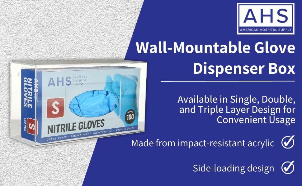 Acrylic Glove Dispenser Box - Clear Wall Mount Holder with Individual Compartments | Perfect for Kitchen, Salon, Medical & Workshop Organization | Gloves Sold Separately