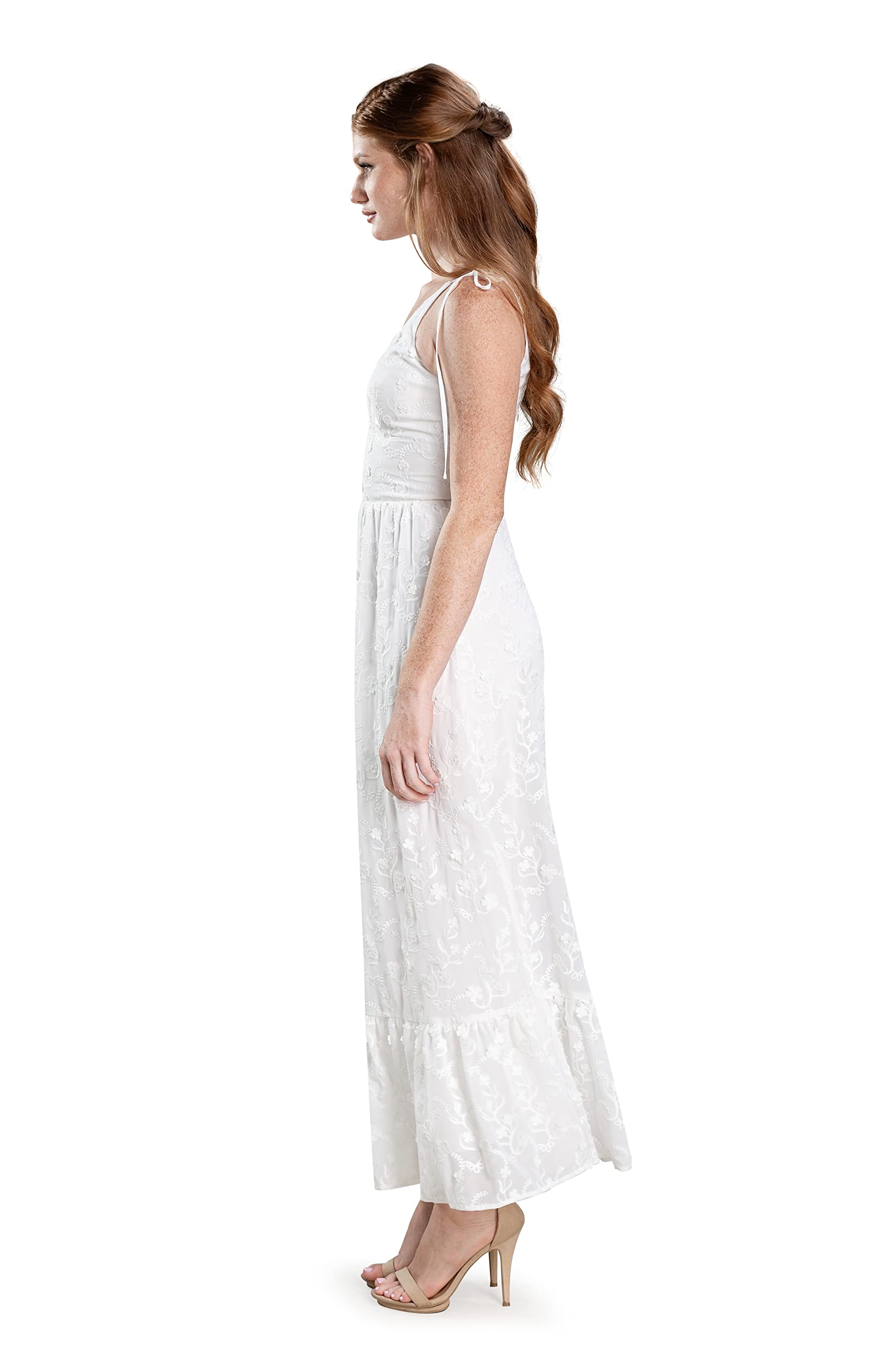 Dress the Population Women's Sunny Fit and Flare Maxi Dress - Flowy Summer Beach Dress for Vacations, Weddings & Outdoor Parties