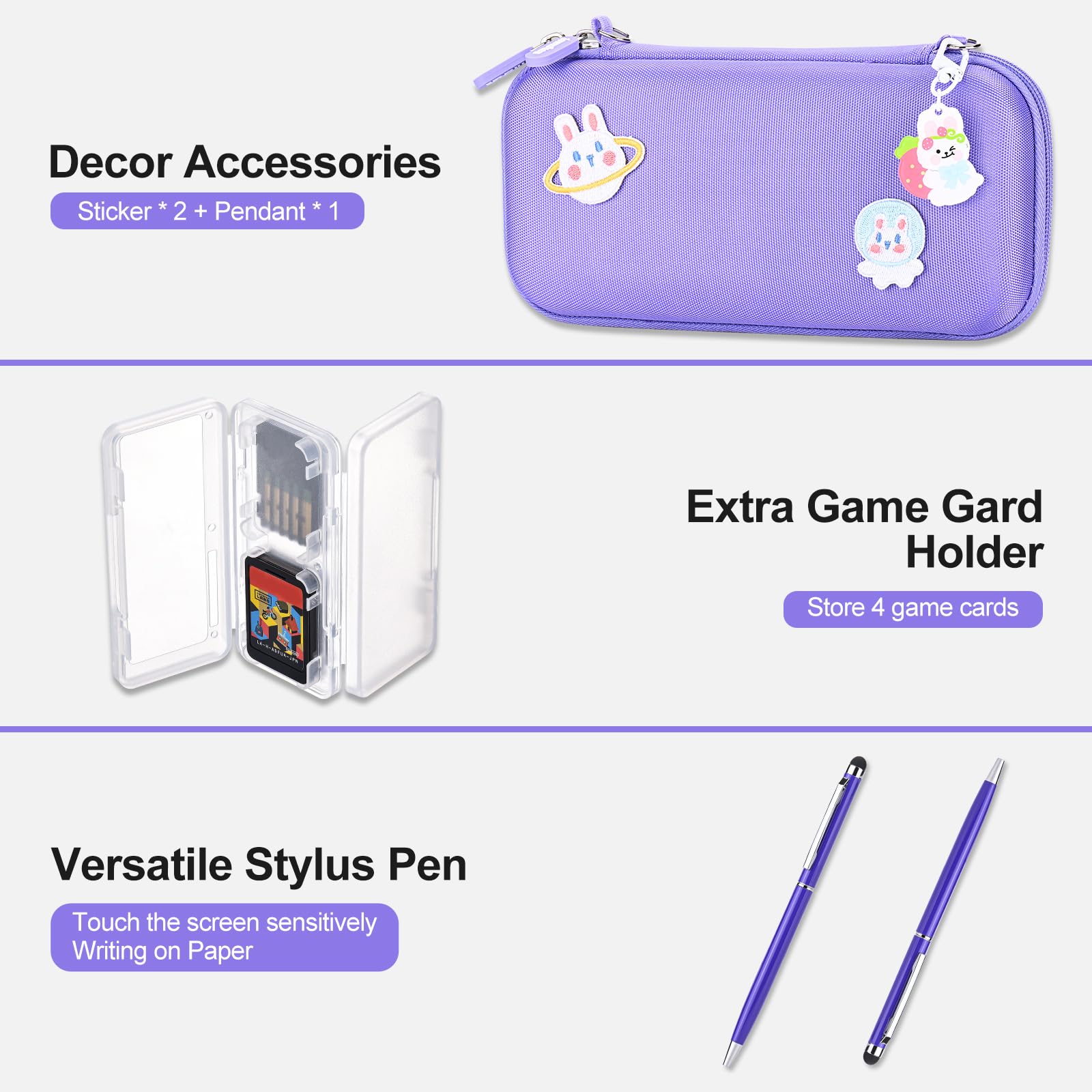 InnoAura 18-in-1 Nintendo Switch Lite Accessories Bundle - Protective Carrying Case, Game Case, Screen Protector, Thumb Grips (Purple) - Perfect for Travel, Gaming On-The-Go & Switch Lite Protection