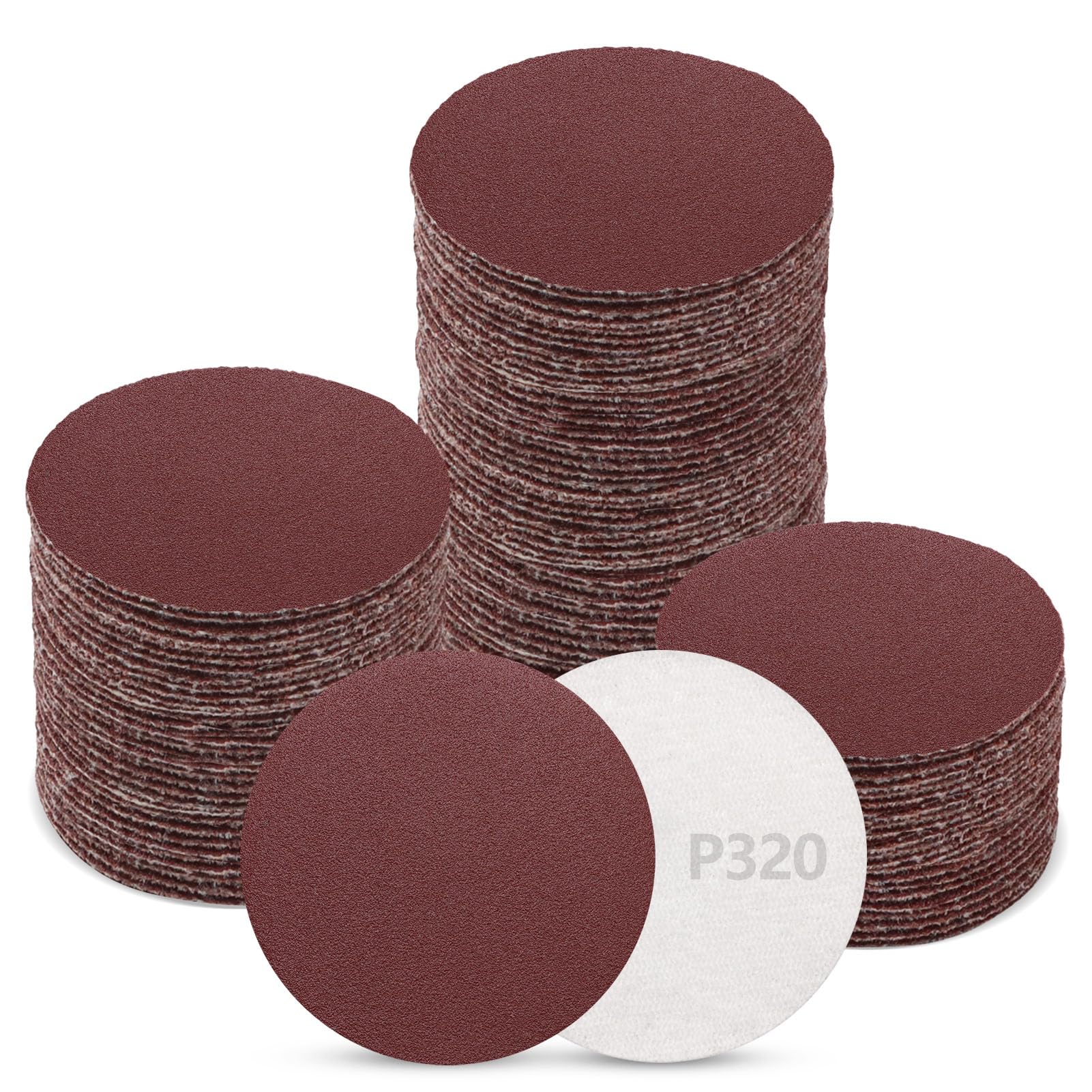ZEHIQ 120pcs 2 Inch 320 Grit Hook and Loop Sanding Discs - Alumina Orbital Sander Pads, No Hole Sandpaper Attachment for Sanders, Drill Grinder & Rotary Tools - Perfect for Woodworking, Metal Polishing & DIY Projects