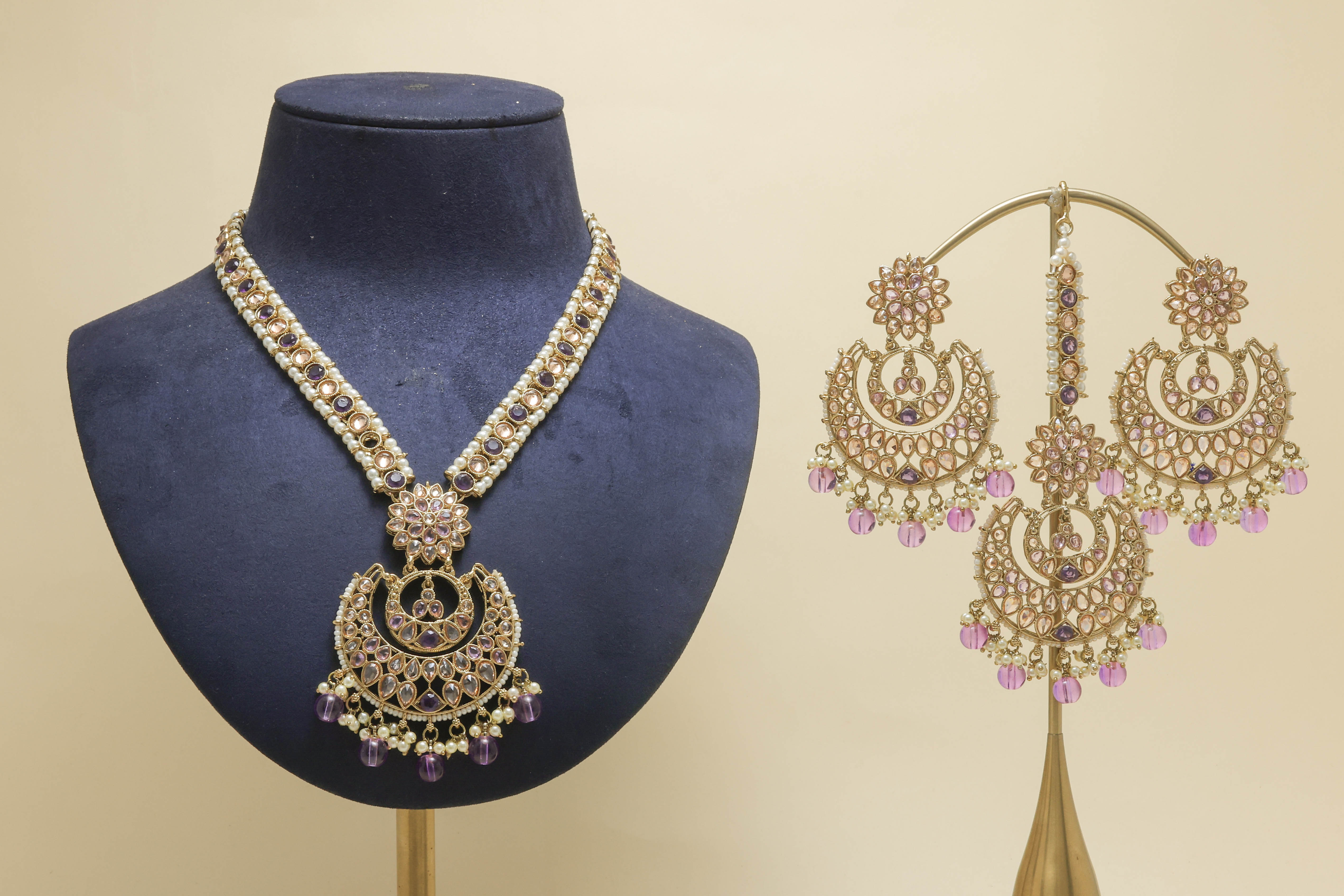 GEHNA POLKI MALA Full Set Jewelry - Traditional Indian Bridal Necklace Set for Weddings & Festive Occasions