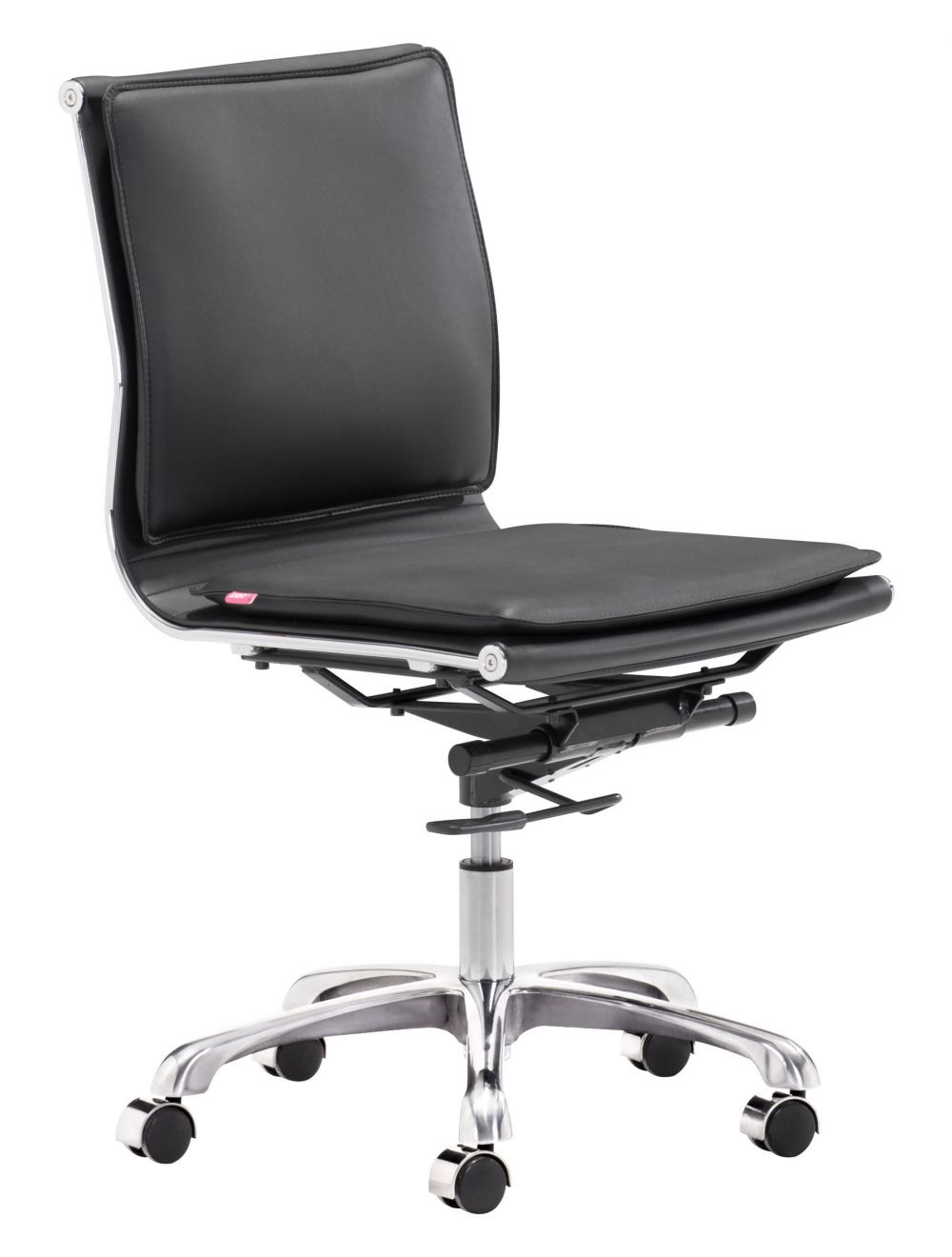 ZUO Lider Plus Armless Leather Office Chair - Ergonomic Modern Executive Desk Chair for Home & Office Workspace