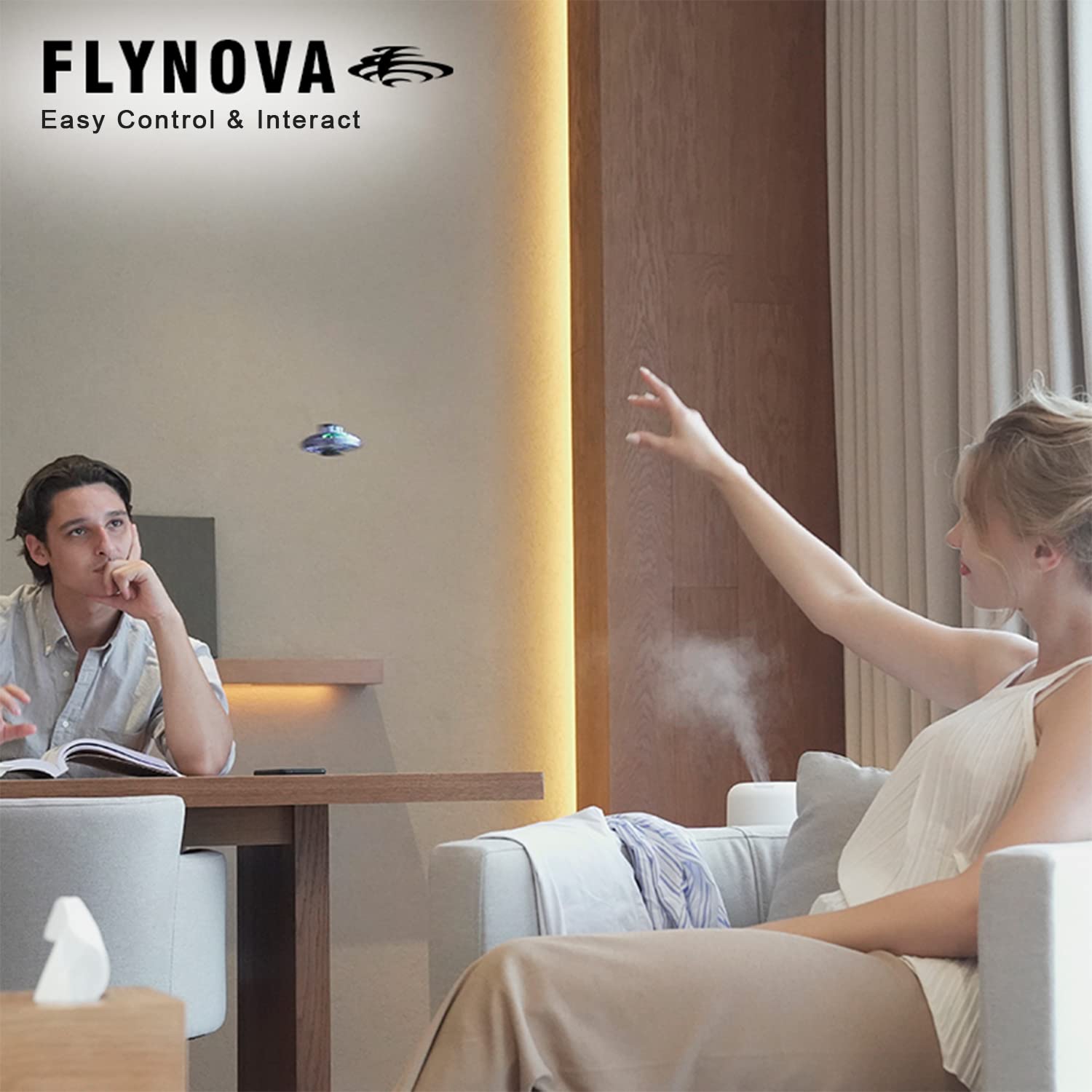 **FLYNOVA Light Up UFO Drone - Hand Operated Mini Flying Orb Toy with LED Lights, Hover Boomerang Spinner - Cool Christmas Birthday Gift for Kids, Teens & Adults - Fun Indoor Outdoor Game for Family & Friends**    *(Use Cases: Perfect for birthday parties, holiday gifts, family game nights, outdoor play, and stocking stuffers!)*